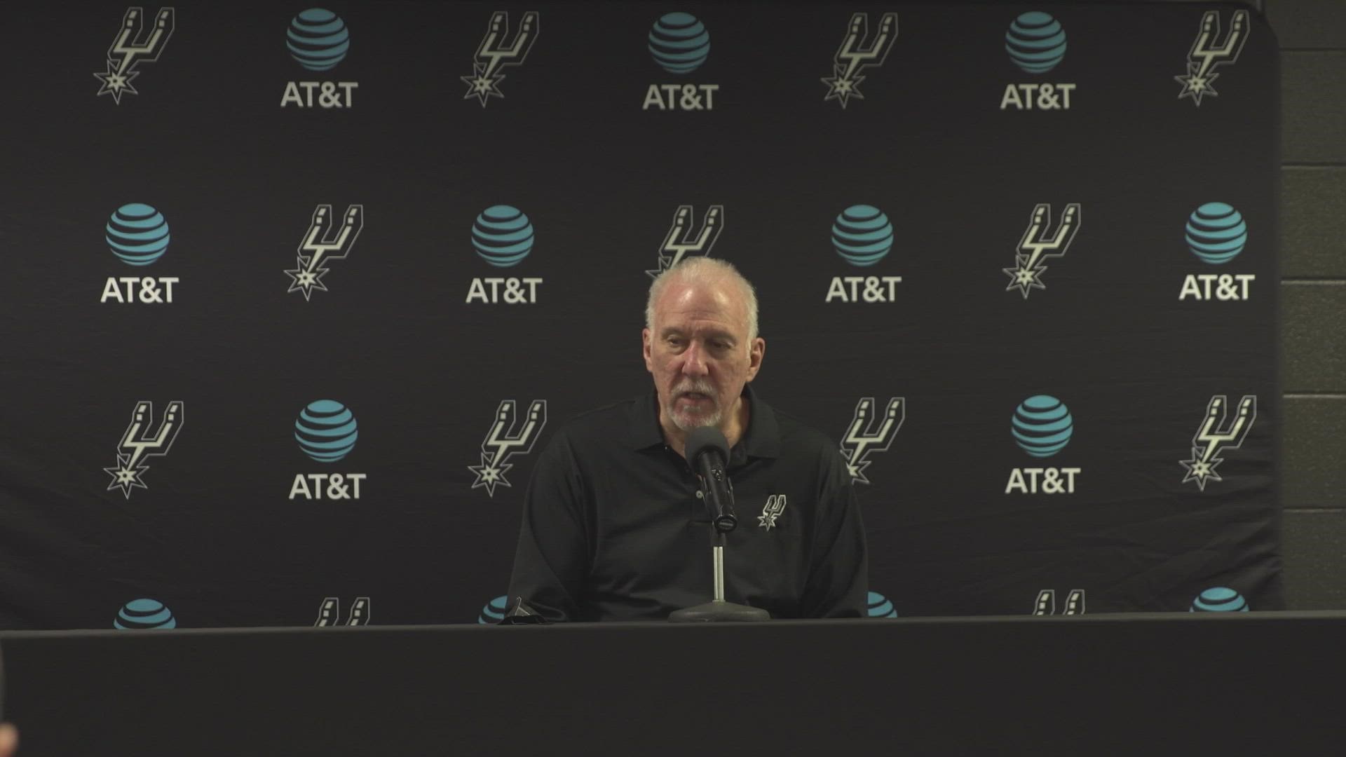 "We've been very vigilant in doing everything we can to stay healthy," Pop said before San Antonio faced a Hornets team that has been dealing with an outbreak.