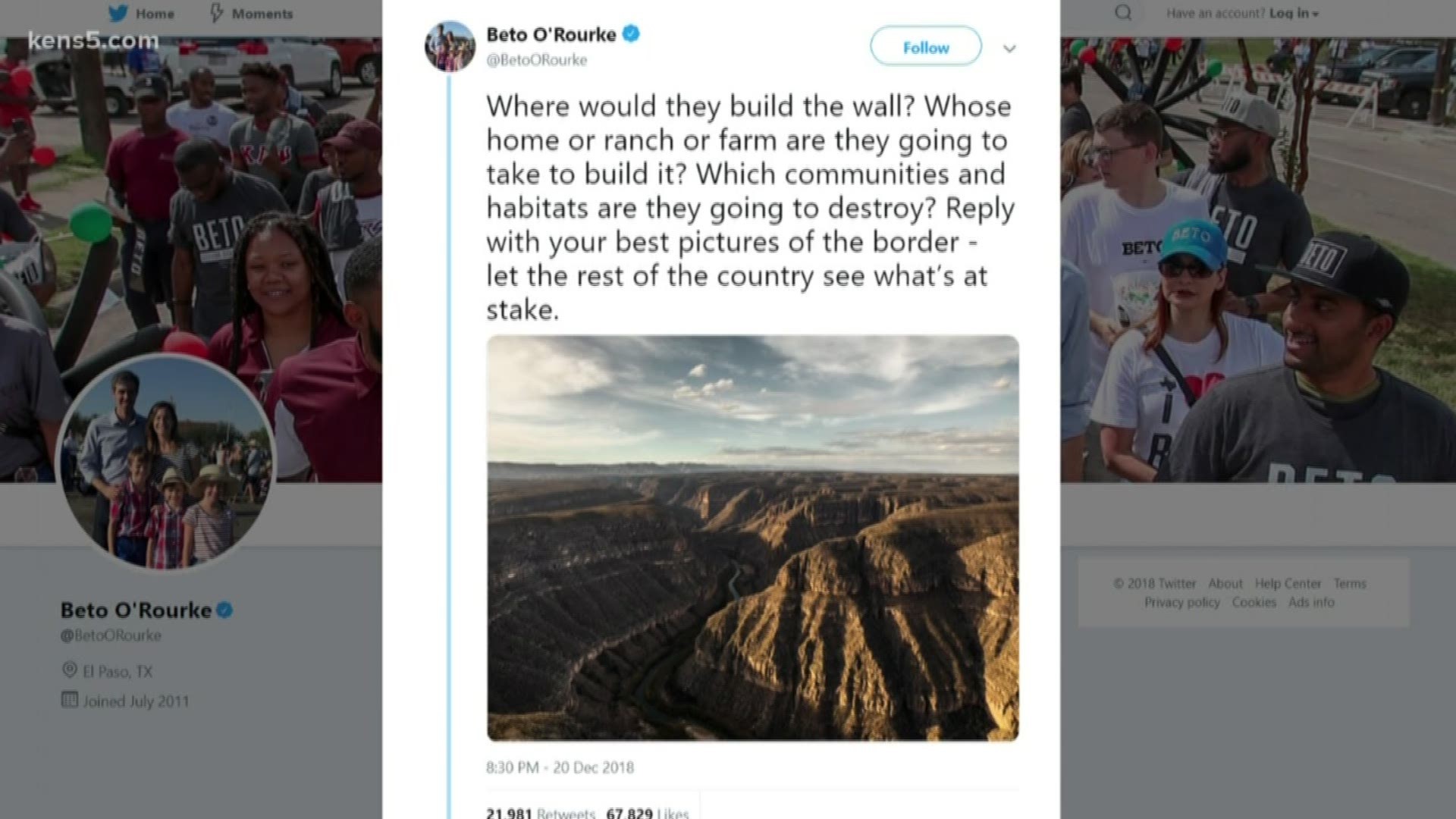 Hundreds responded to the Texas Democrat's call to share pictures of Texas borderland that could be changed by the construction of Donald Trump's proposed wall.