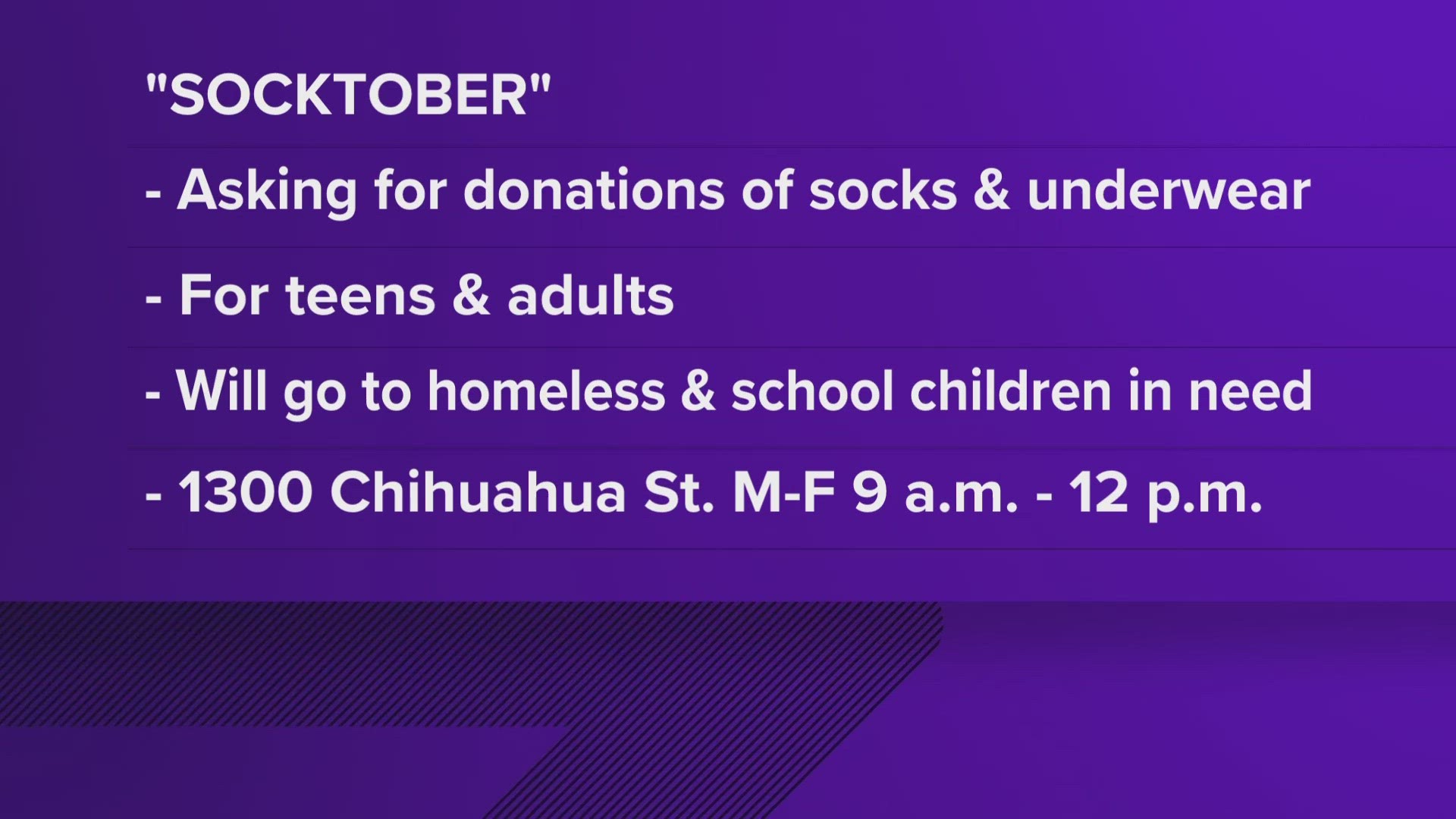 Donate socks and undies for folks in need