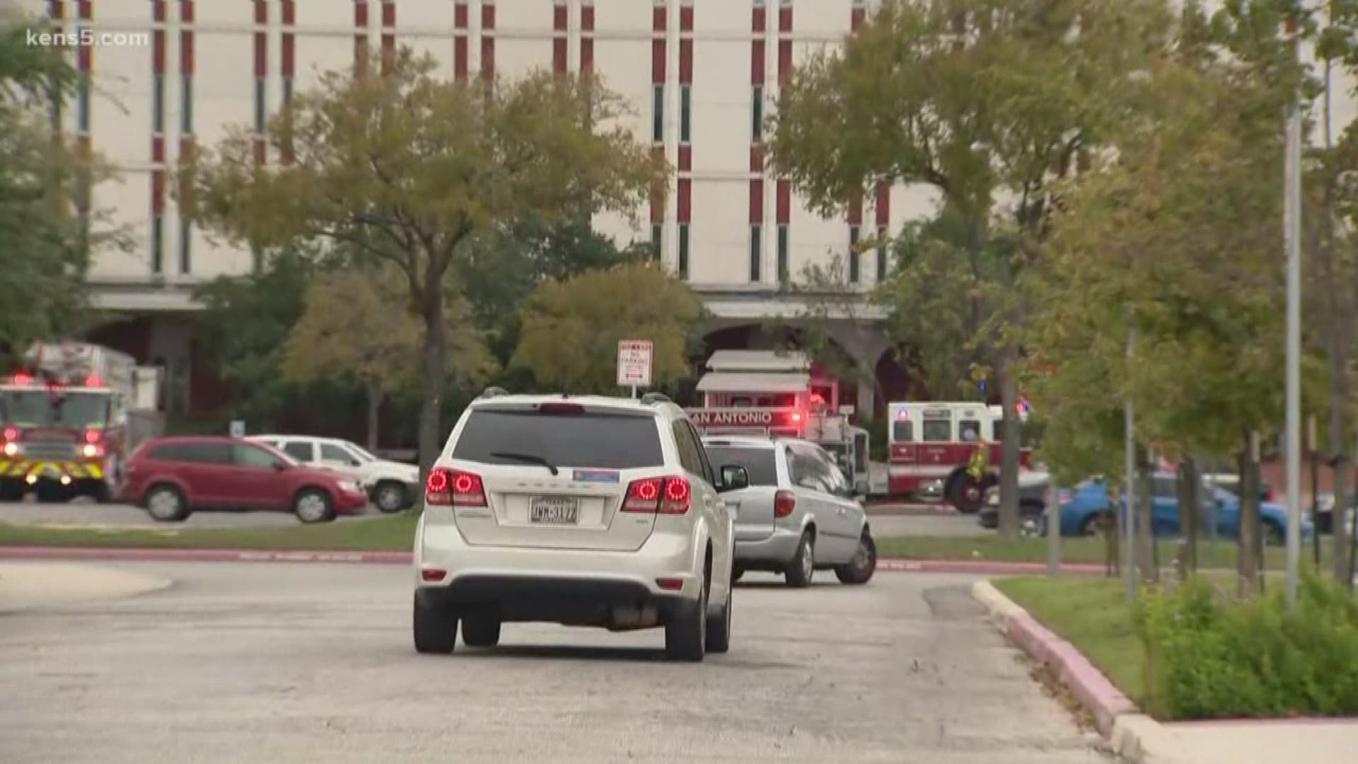 Fire crews worked Monday afternoon to put out a small fire in a building of San Antonio College north of downtown