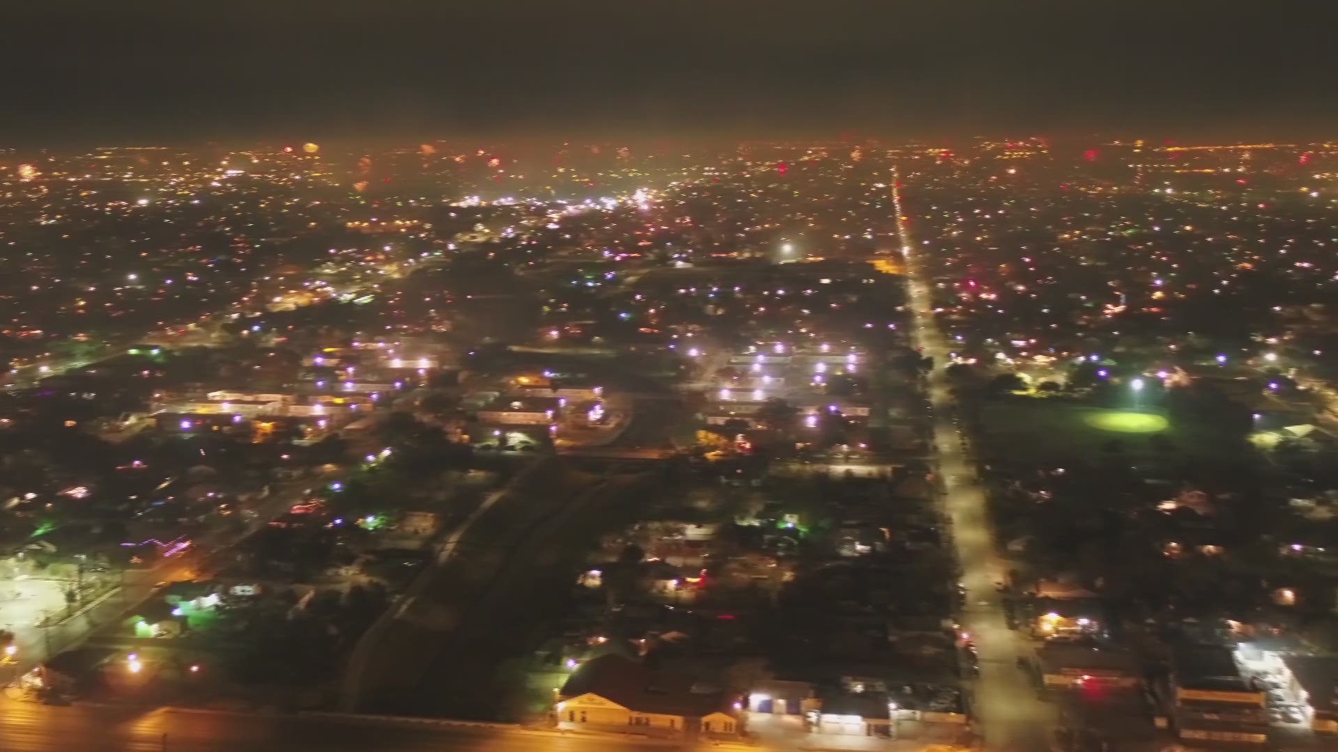 Amazing DRONE 5 video shows San Antonio lighting up as fireworks pop all over the city in celebration of the New Year!