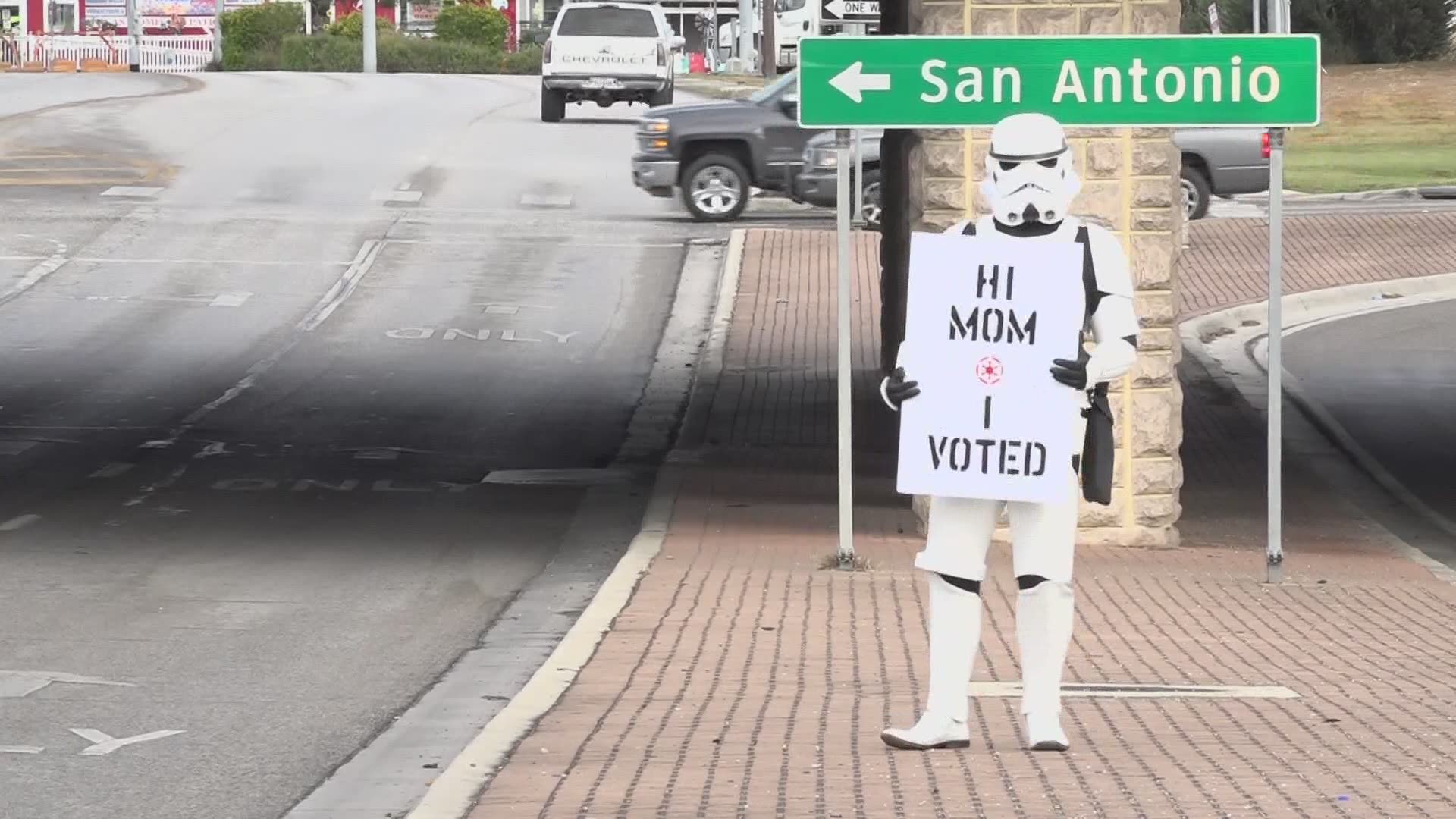 A stormtrooper in New Braunfels is encouraging his neighbors to go vote. It seems as if they are listening. Comal County has the 5th highest voter turnout in Texas.