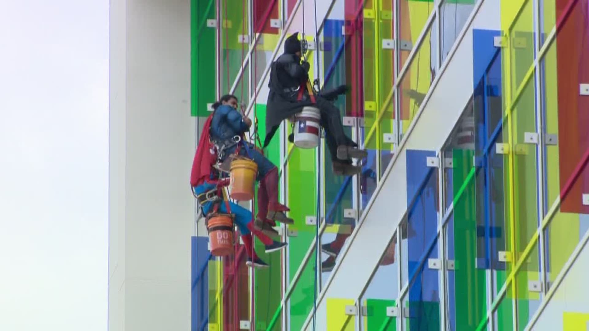 Patients at the Methodist Children's Hospital moved to the newly constructed 220,000 square foot tower Tuesday that has been under construction for two years. To make the move more fun, doctors and nurses dressed up the kids with superhero capes.