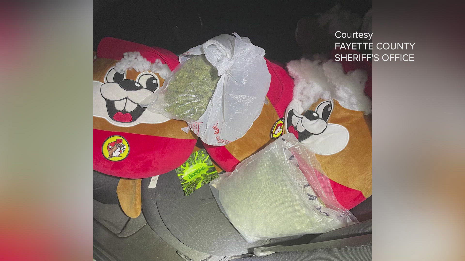 Deputies say they found marijuana and ecstasy inside the plushies.