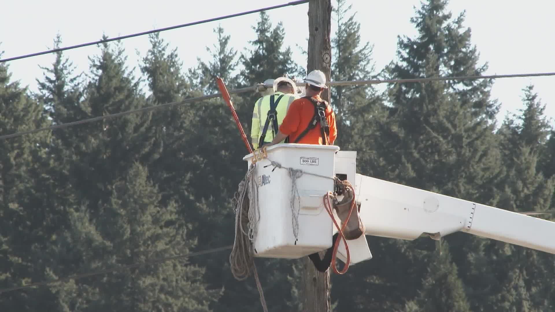 Officials said the outages were caused mainly by ice and wind impacting power lines.