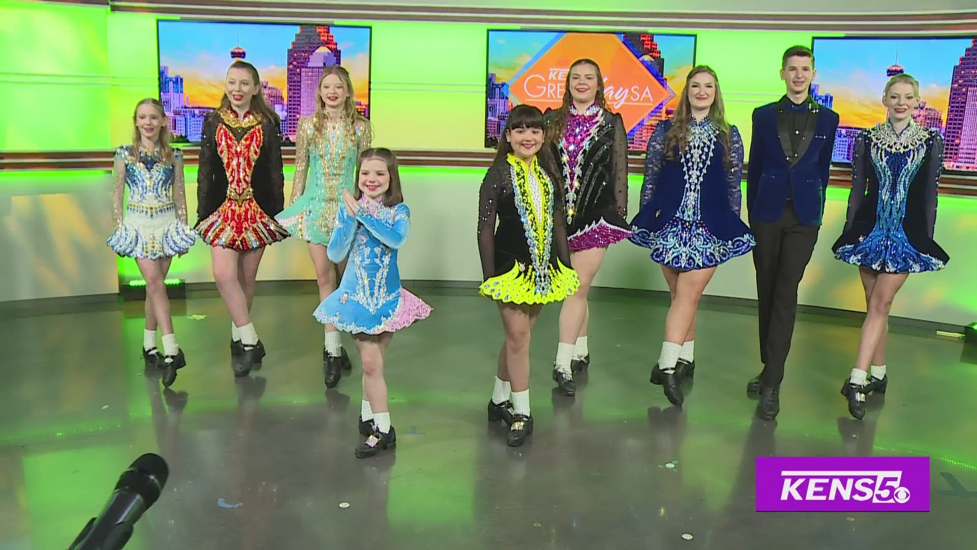 The Inishfree School of Irish Dance performs in-studio.