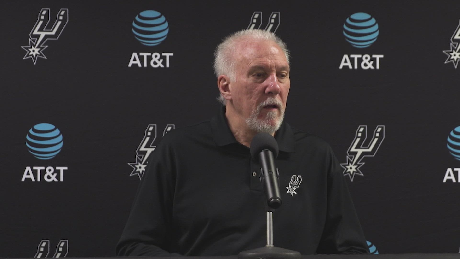 "He's been important the whole year, you hate to lose him here down the stretch when we're in the position that we're in," Popovich said.