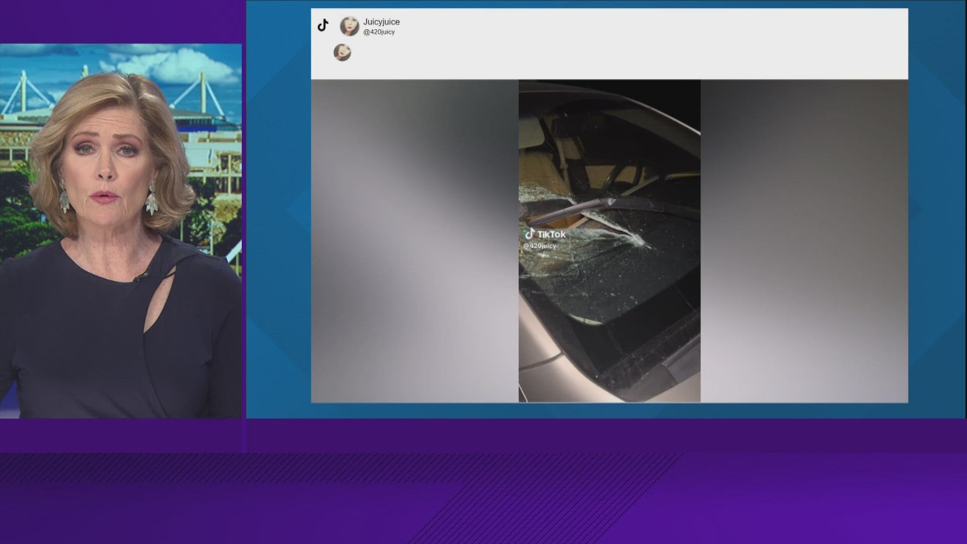 SAPD Woman says a spear was thrown at her car while driving