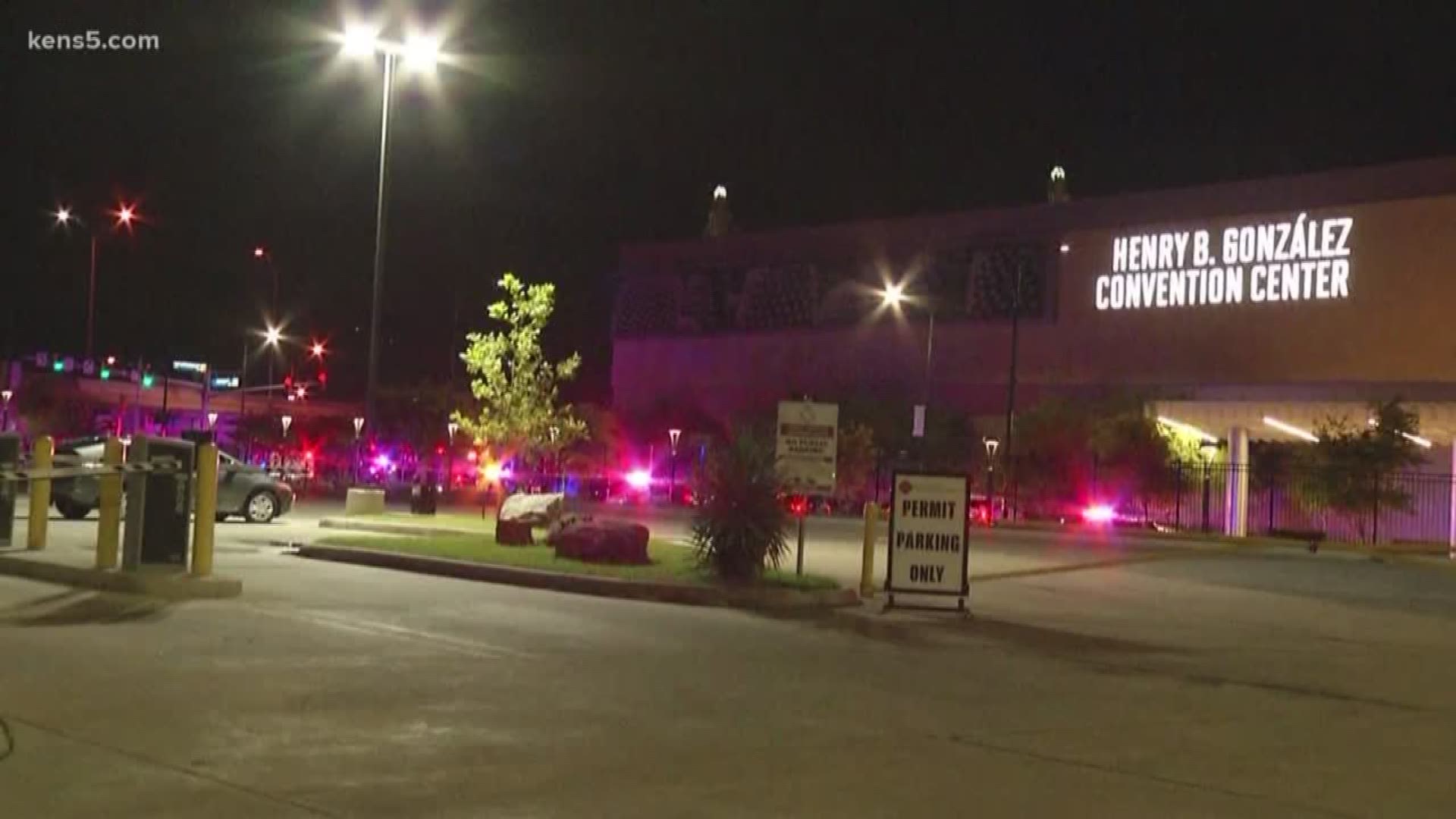 A suspect is at large after a shooting that left four people injured after an argument. The shooting happened Monday night near the Grand Hyatt hotel, a popular location downtown where many are staying for a firefighter convention this week.