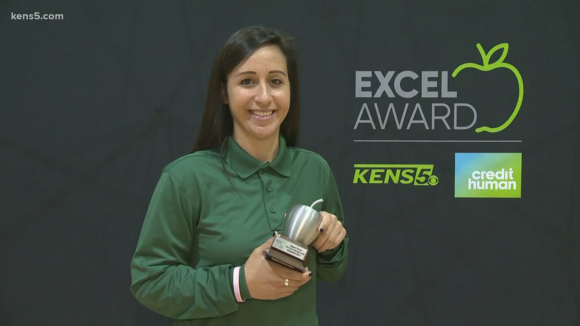 Megan Flores is the recipient of the KENS 5 Credit Human EXCEL Award for Ft. Sam Houston ISD.