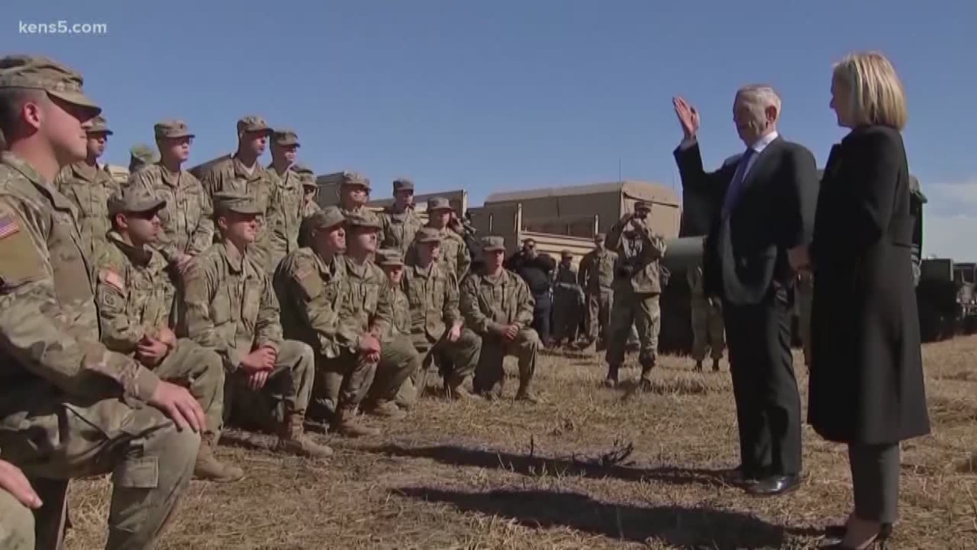 Secretary of Defense James Mattis visited troops in South Texas deployed on a mission to assist customs and border patrol agents preparing for the arrival of the migrant caravan.