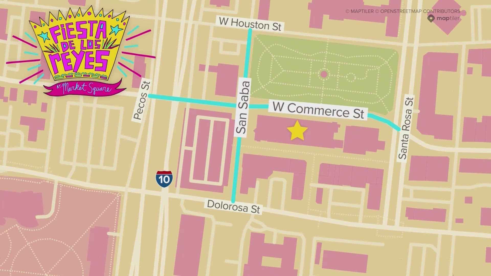 San Saba will be closed from West Houston to Dolorosa Street while West Commerce will be closed from Santa Rosa to Pecos Street.