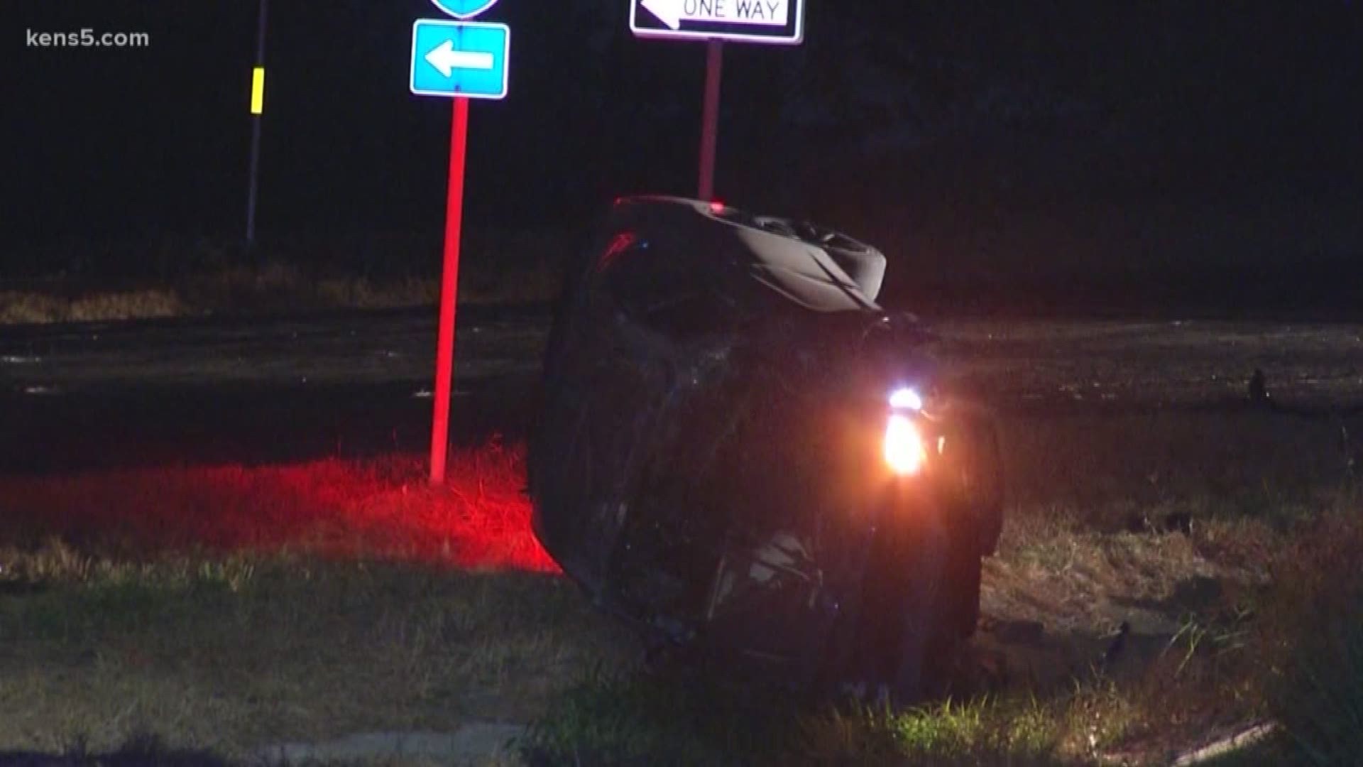 A driver who tried to outrun Bexar County Deputies winds up crashing and rolling the car into an intersection.