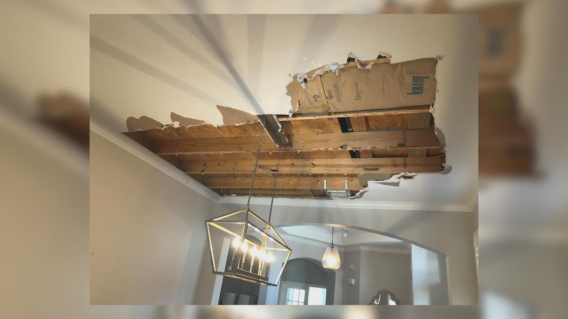 "It just gushed water all the way down our main dining room area."