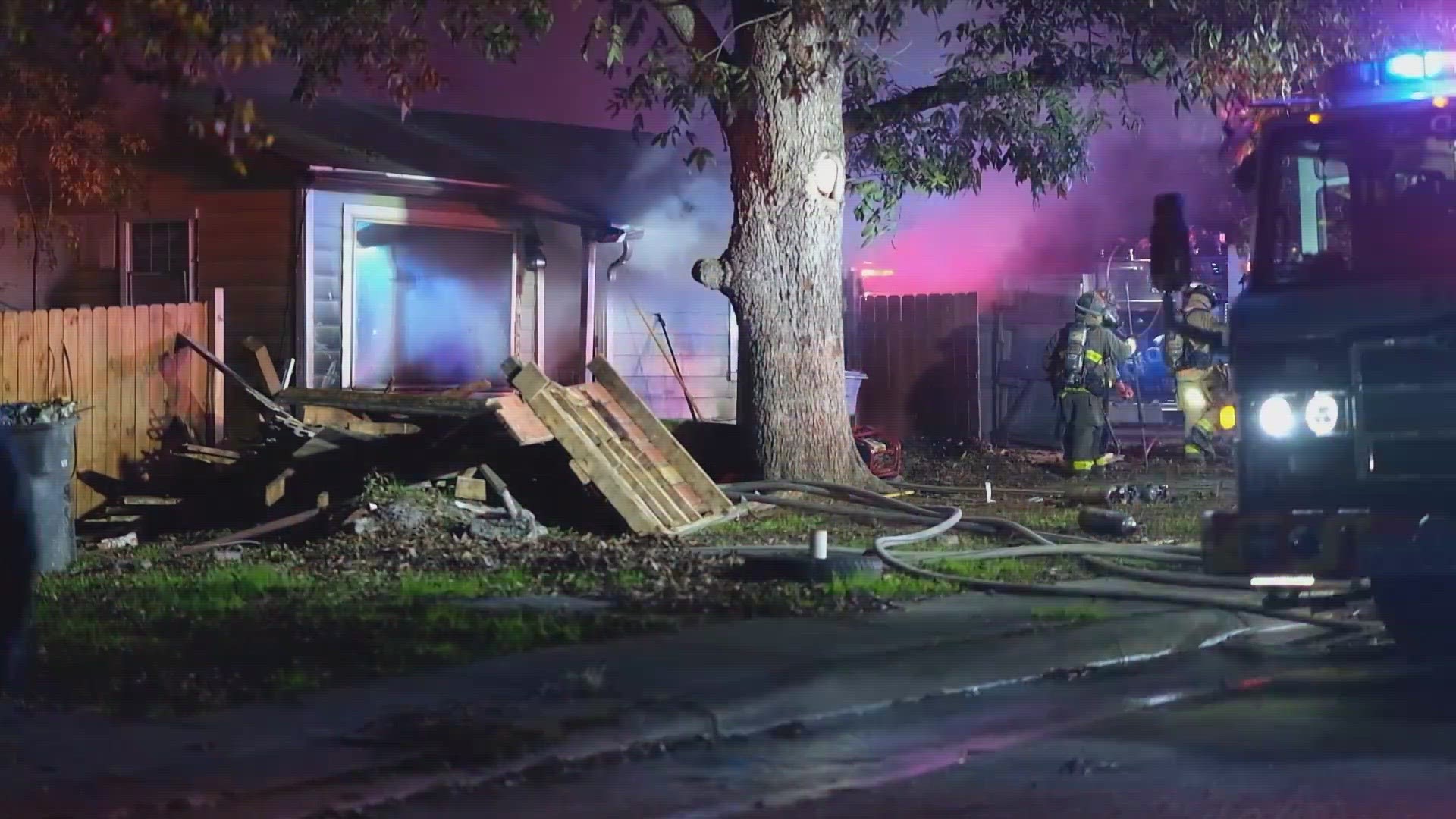 Officials say the home was empty and thankfully, nobody was hurt.