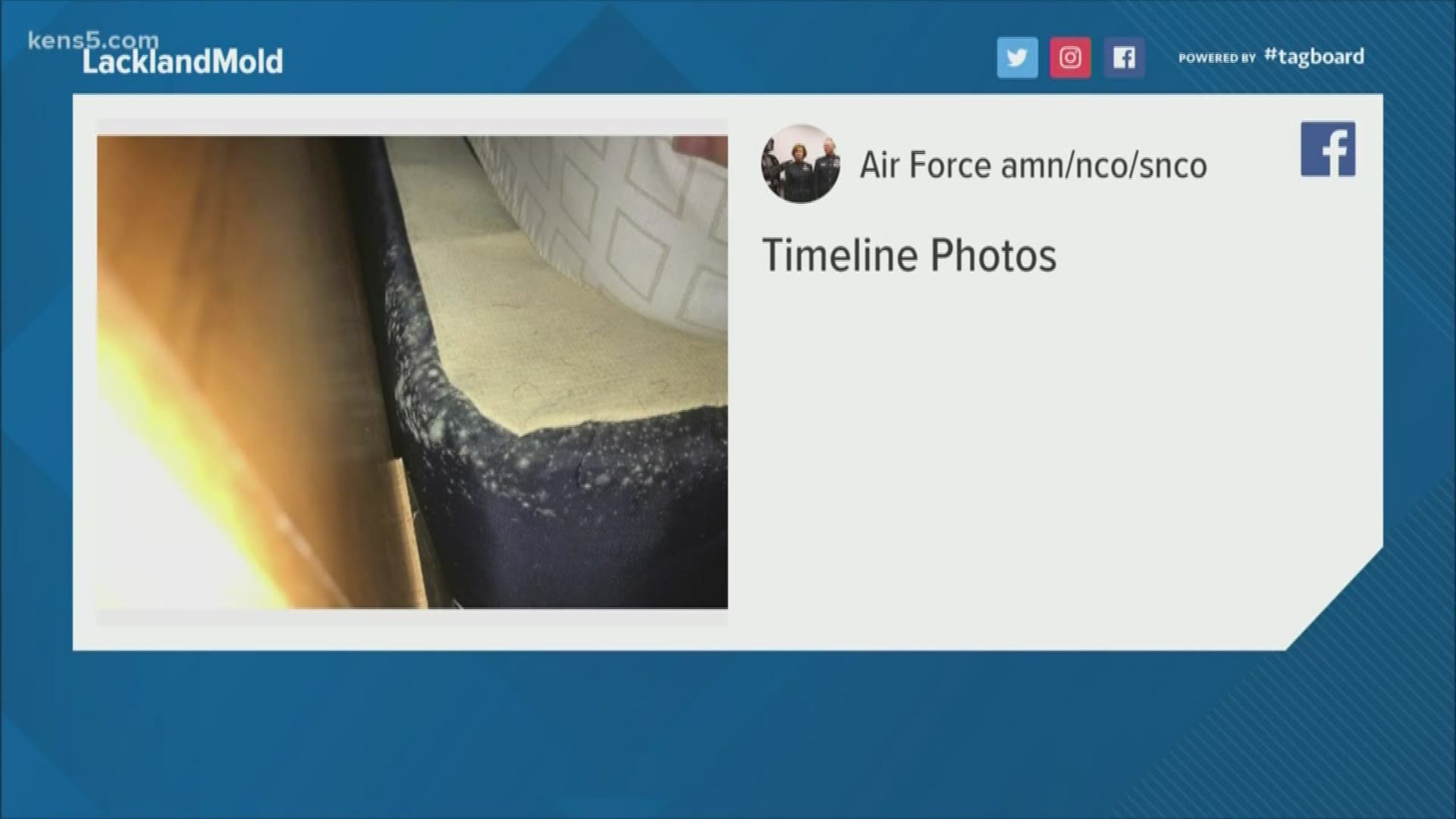 Photos spreading across social media are raising concerns of mold inside the dorms at Joint Base San Antonio. The photos appear to show black mold on doors, a pillow, a box spring, and the ceiling inside the dorms at Lackland Air Force Base.