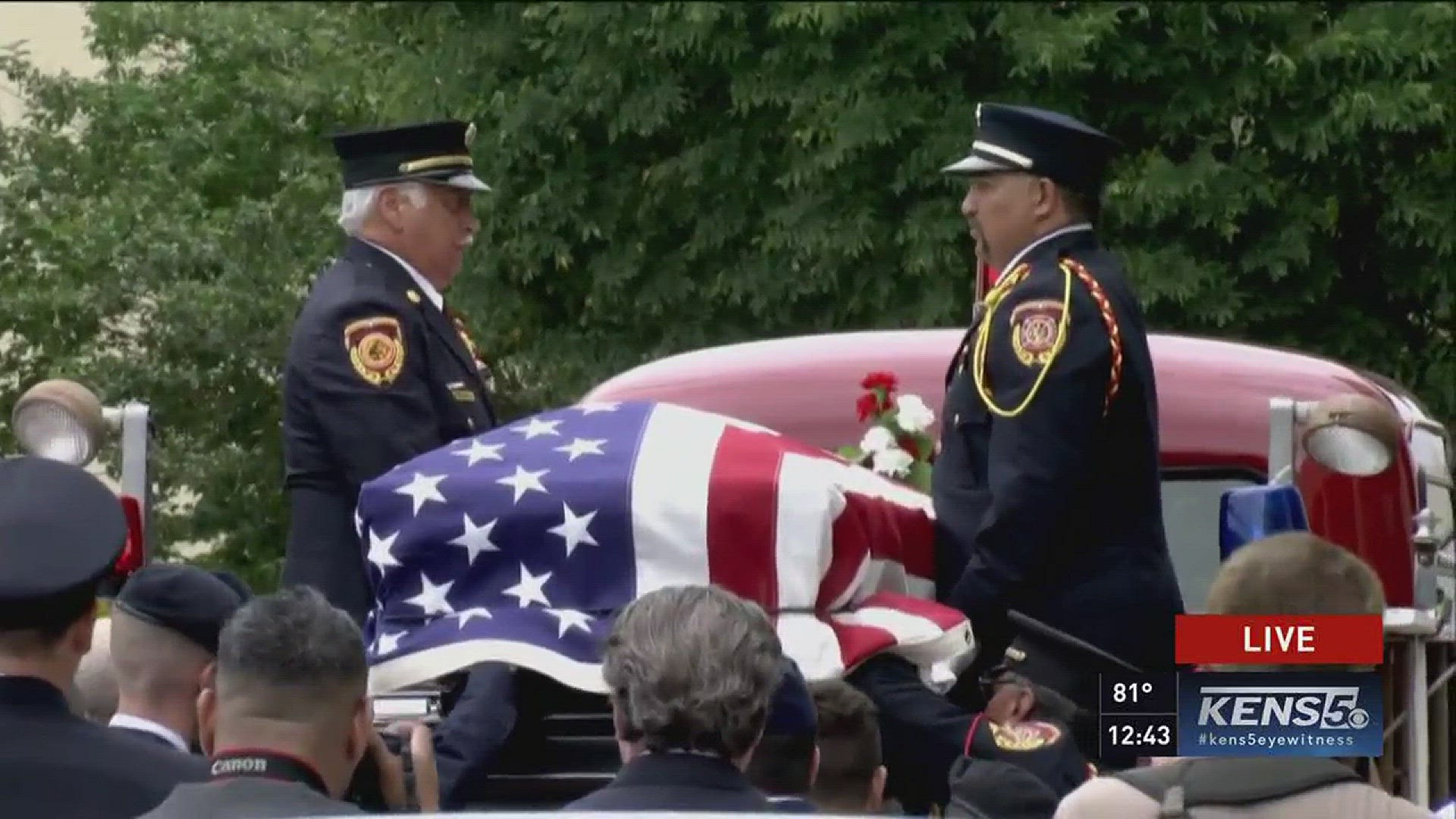 Firefighters and first responders from all over the state and nation lined highways and access roads to pay their respects to fallen San Antonio firefighter Scott Deem.