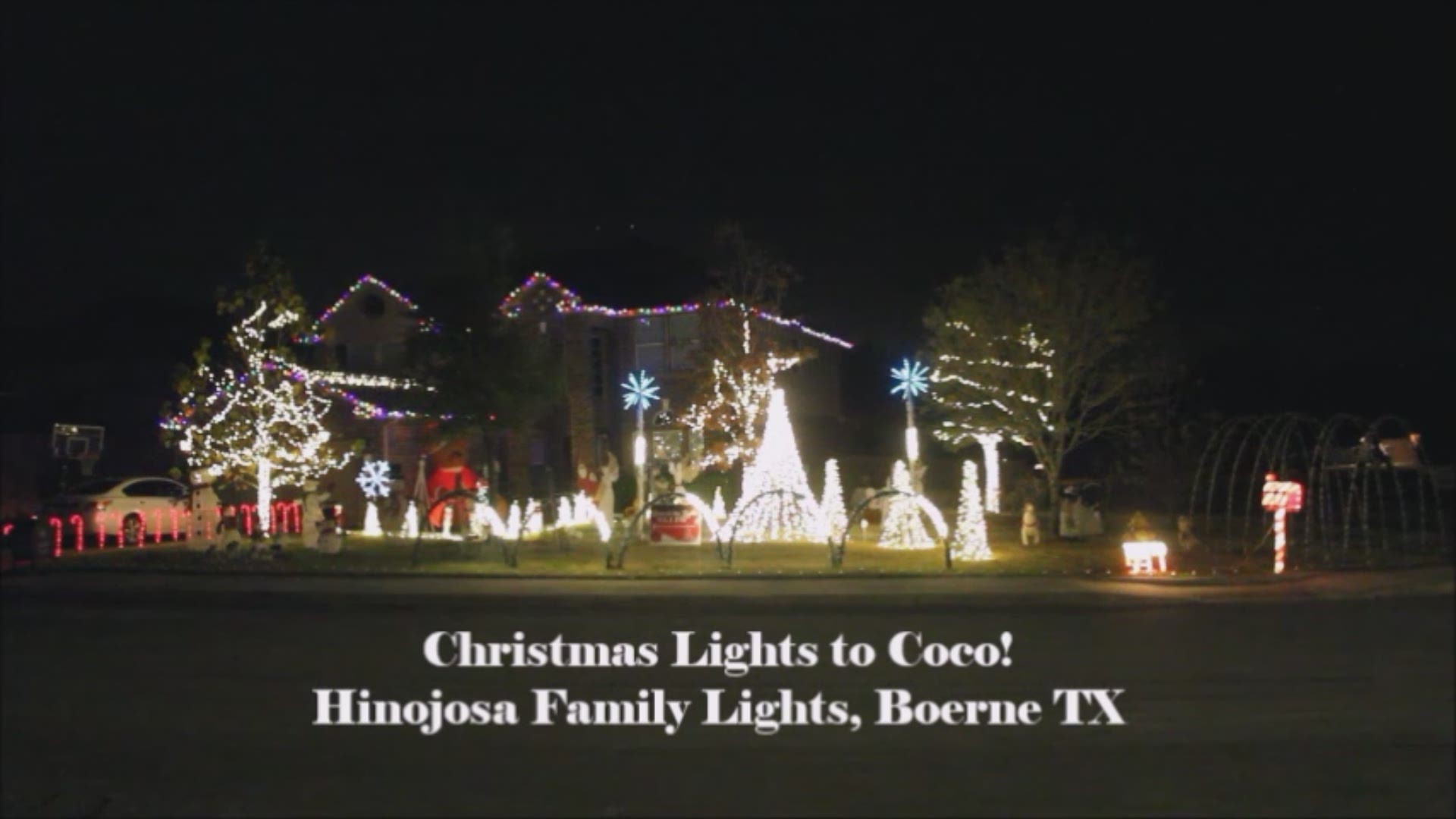 Un Poco Loco song from Coco featured in holiday lights show in Boerne, Tx.