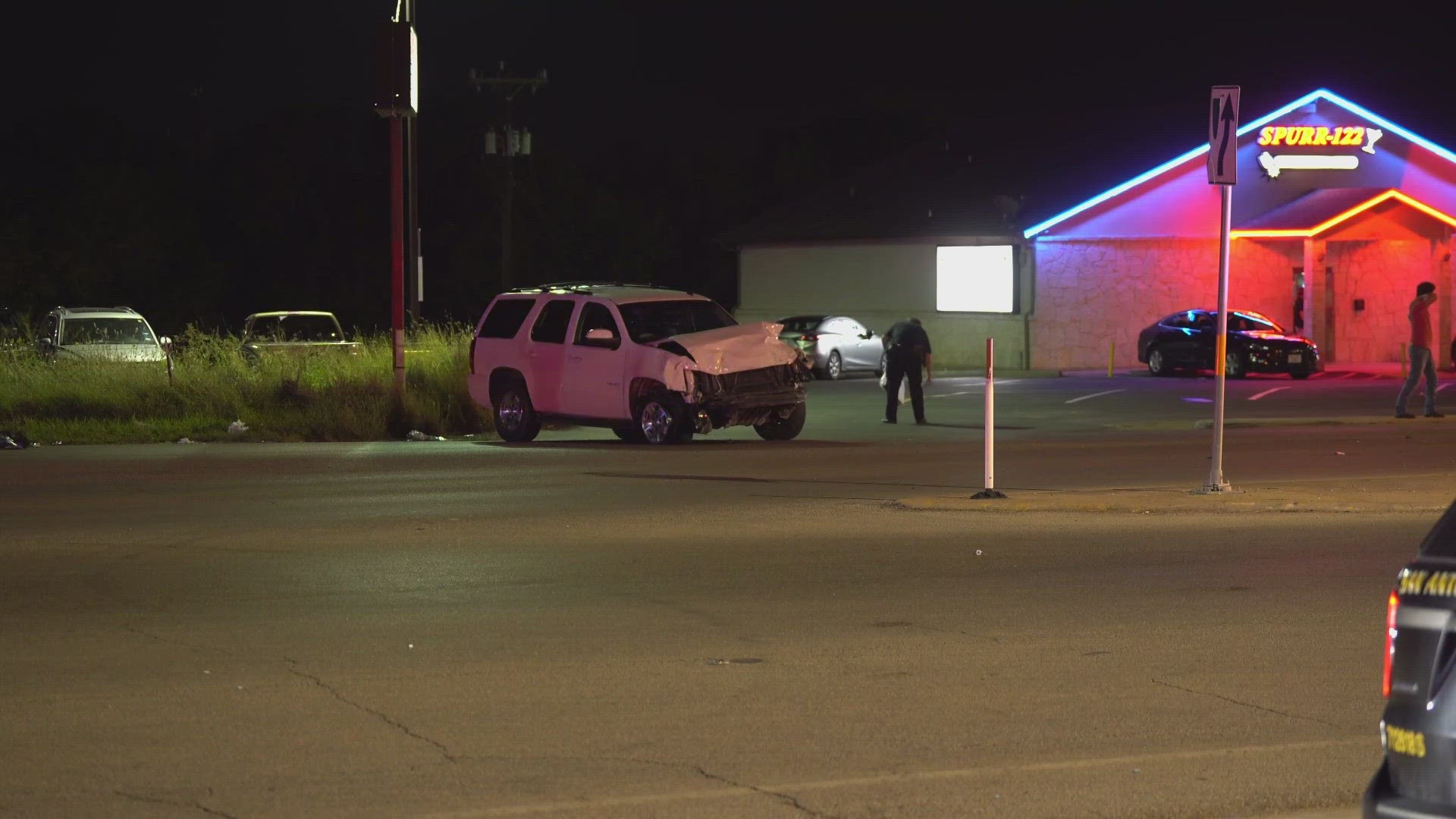 Police say the two were in a small car exiting a parking lot and struck by a driver in an SUV.