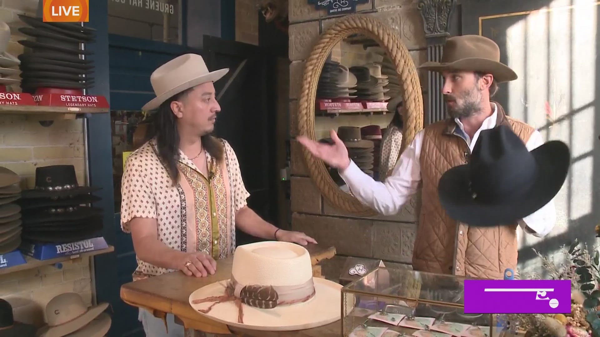 Photojournalist Justin Calderon checks out Gruene Hat Company for National Wear-A-Hat Day.