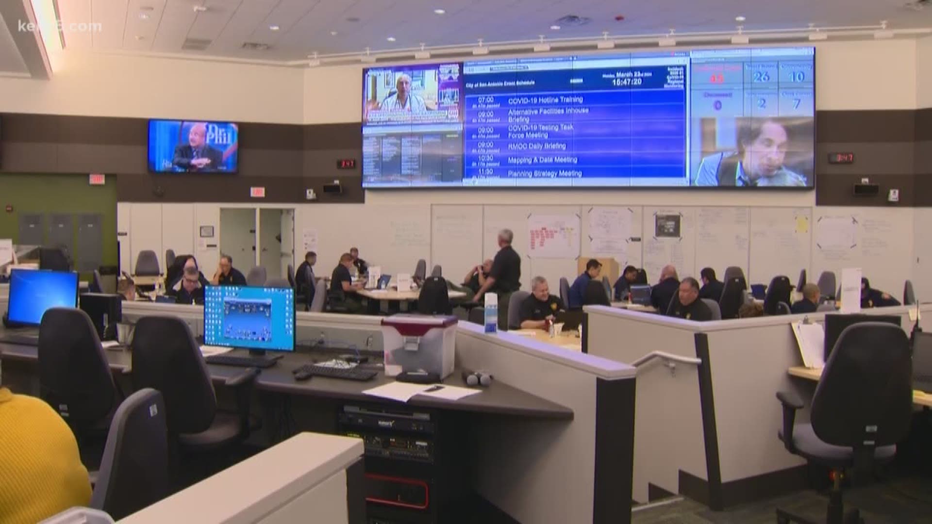 Local leaders, first responders, and other agencies gather daily at the San Antonio Bexar County Emergency Operations Center developing plans to fight the pandemic.