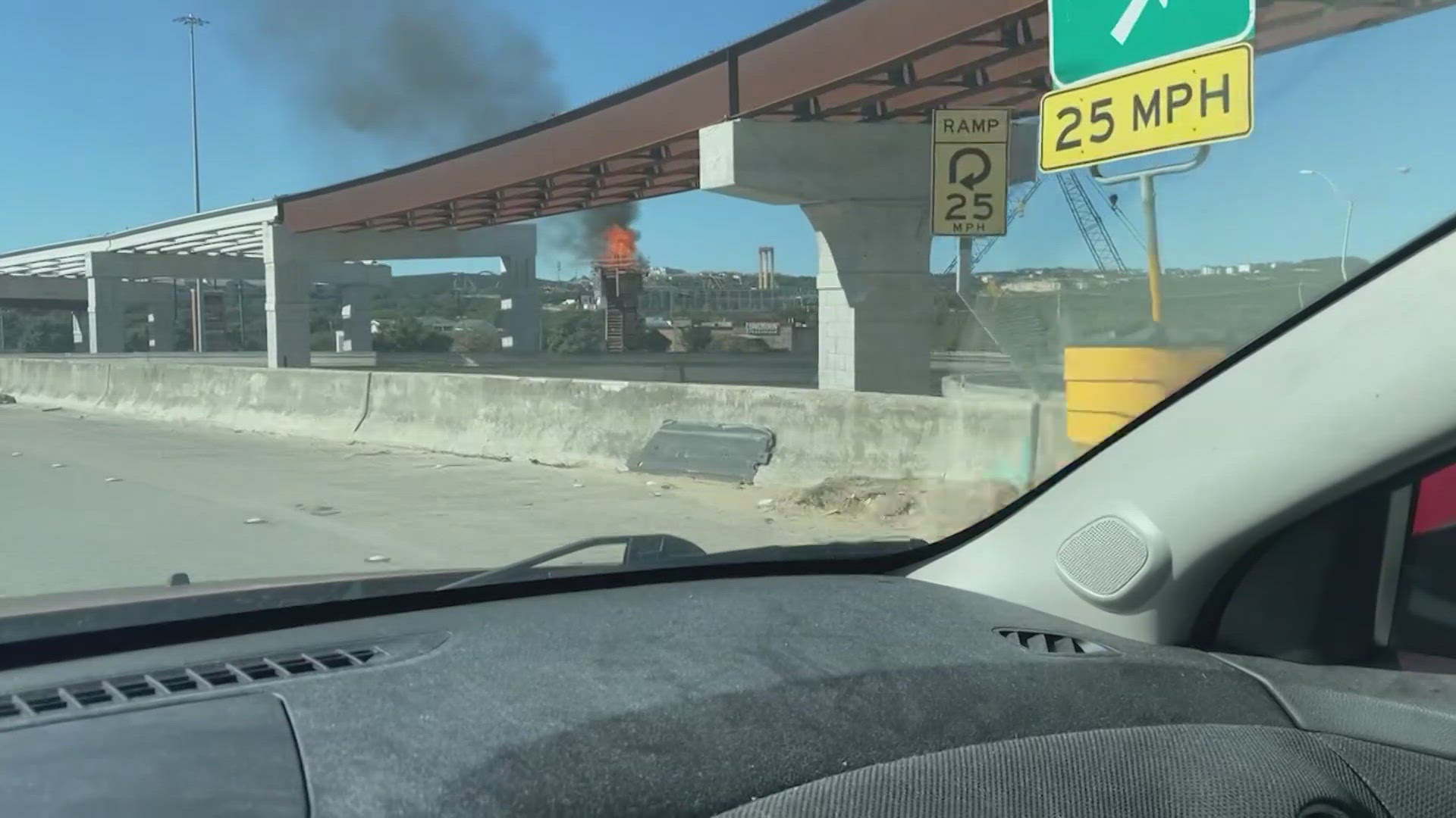 TxDOT says the fire has been put out and has had no impact on traffic in the area.