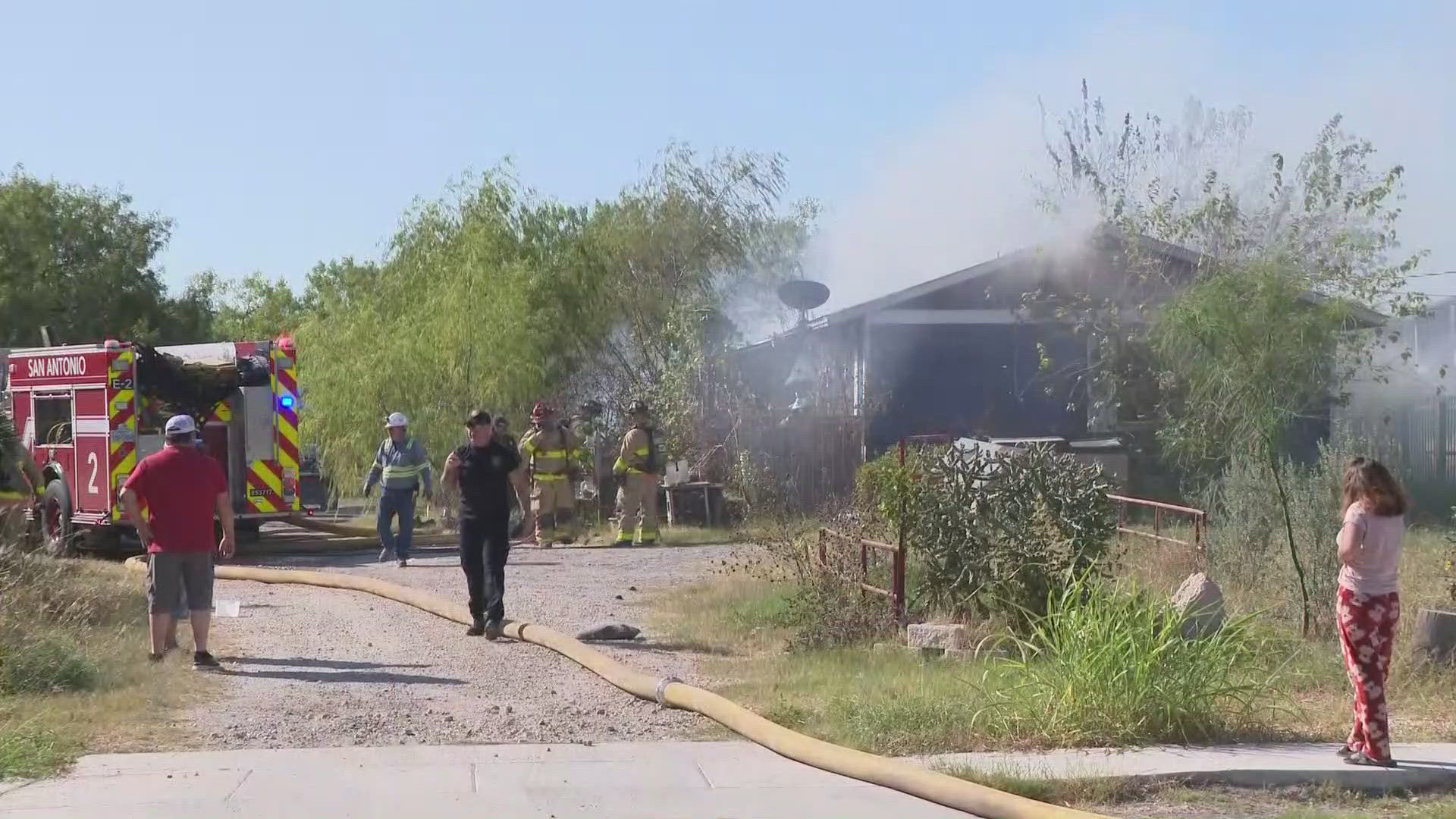 SAFD Battalion Chief said there was a gentleman that barricaded himself inside as firefighters were trying to make entry to the structure.