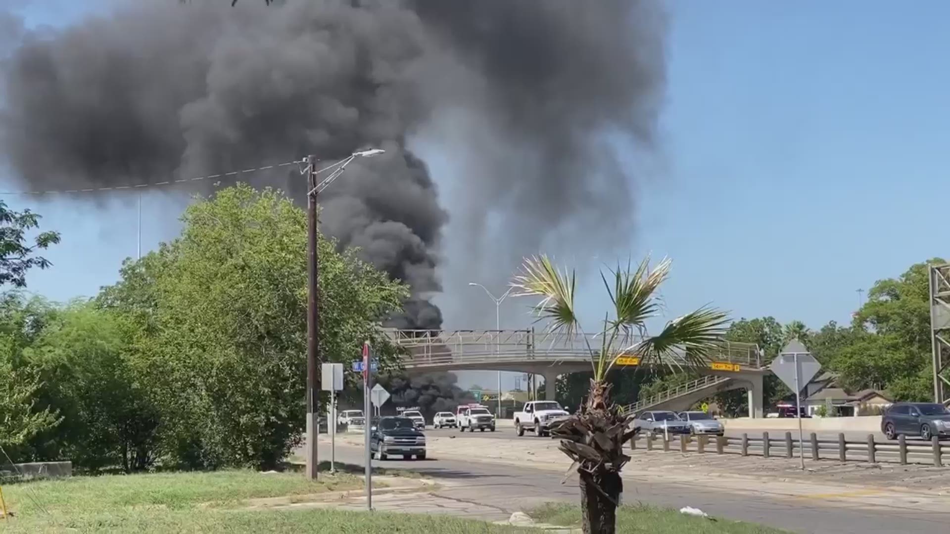 Authorities say no one was injured when an 18-wheeler was engulfed by flames in San Antonio on Thursday afternoon.