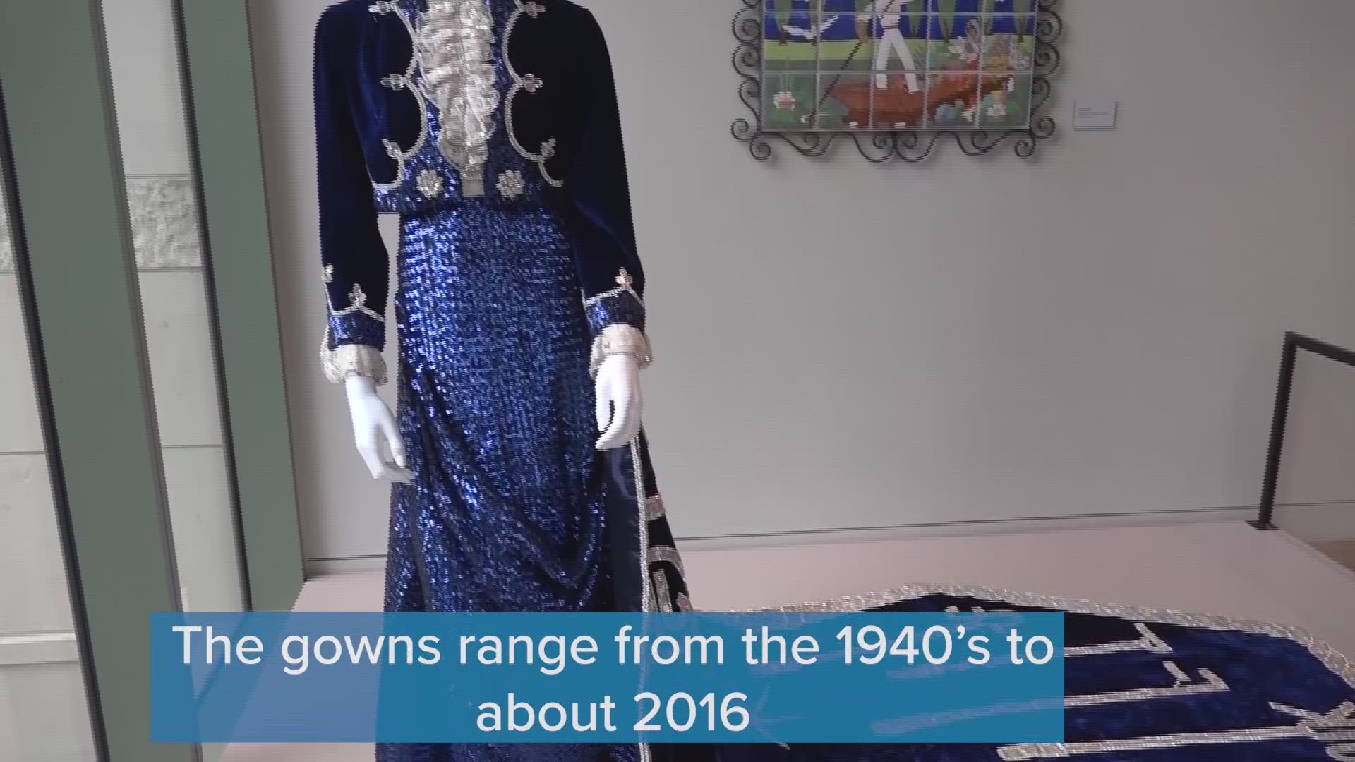 Six antique Fiesta gowns are on display throughout the Witte Museum during Fiesta.