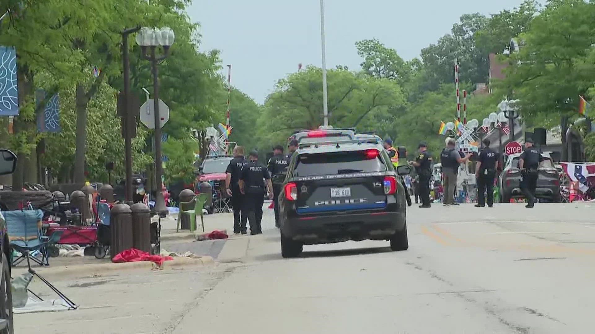 Authorities are still searching for the gunman who opened fire on the parade in Highland Park.