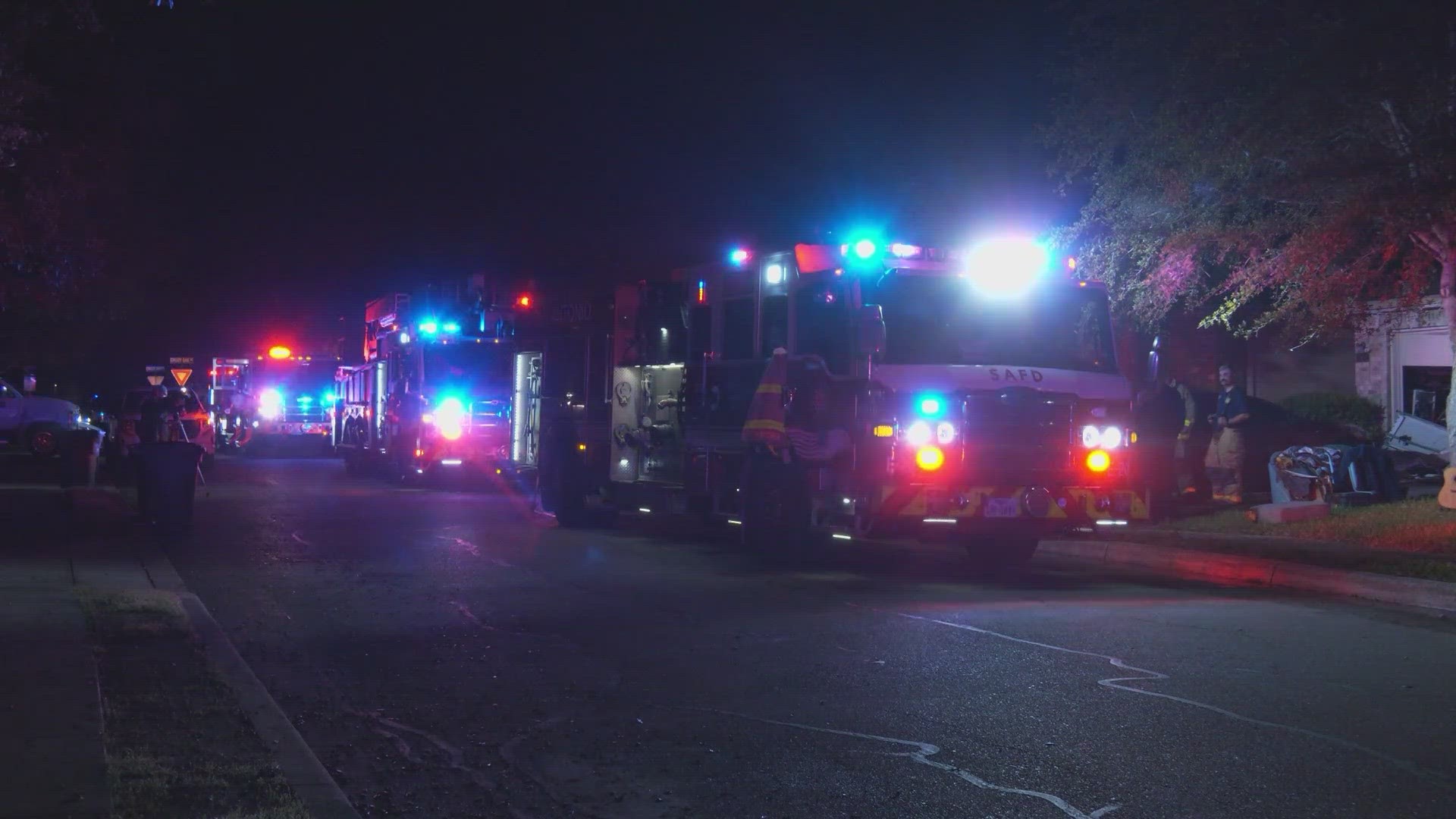 Crews found the garage on fire at a home on Black Oak Pass.