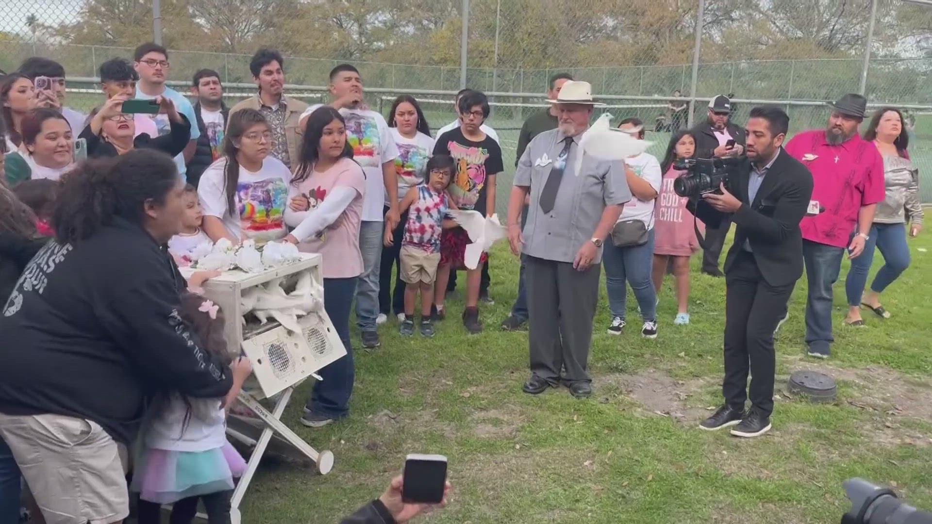 Nearly 200 community members and child advocates came together Sunday afternoon at Woodlawn Lake Park to celebrate the life of Hosanna Honey Blue Sancho.