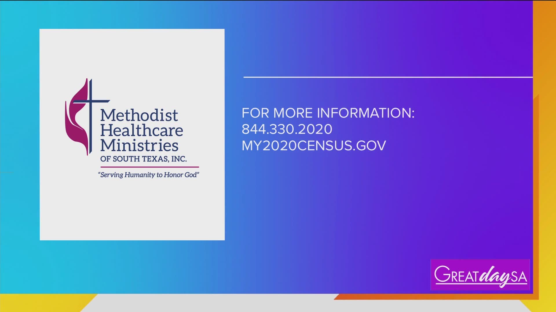 The deadline to complete the 2020 Census is September 30th! Methodist Healthcare Ministries reminds us of the impact we can have in our community.
