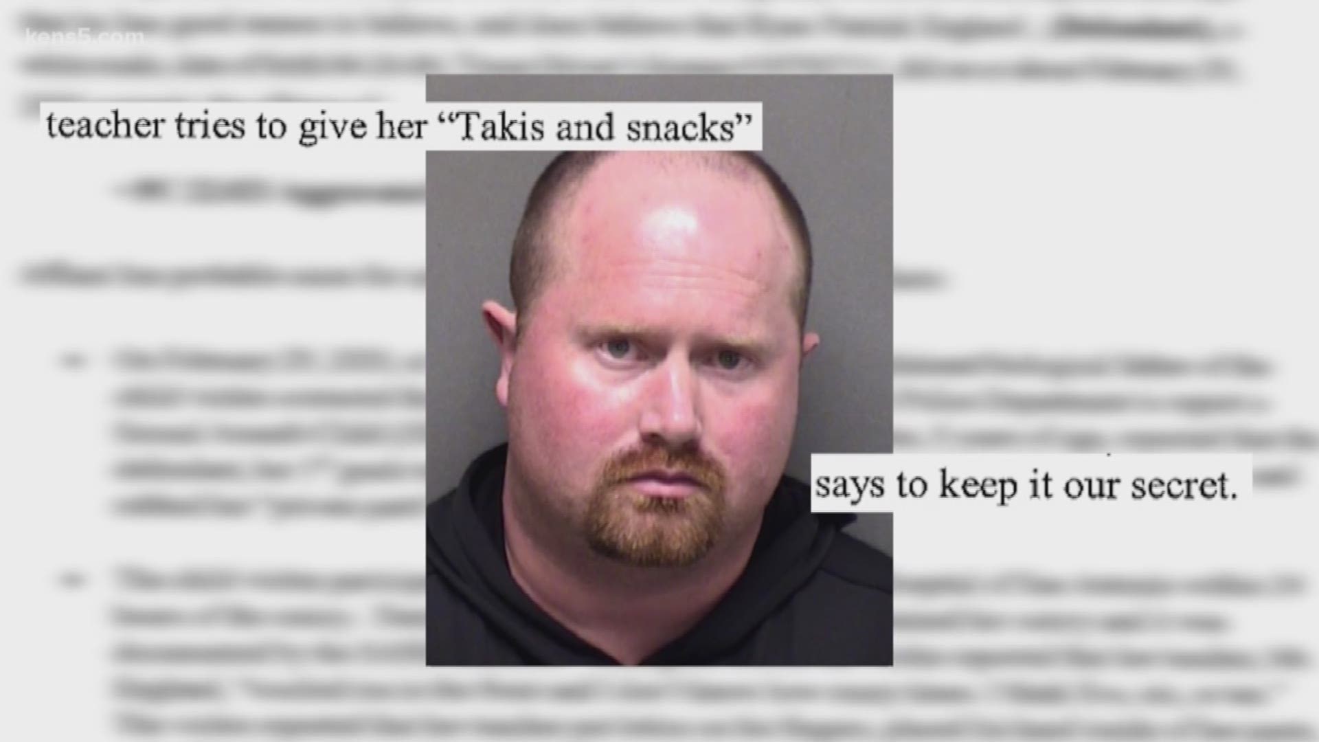 The 8-year-old victim told authorities England touched her many times in private areas. The affidavit also said the teacher tried to give her "Takis and snacks."