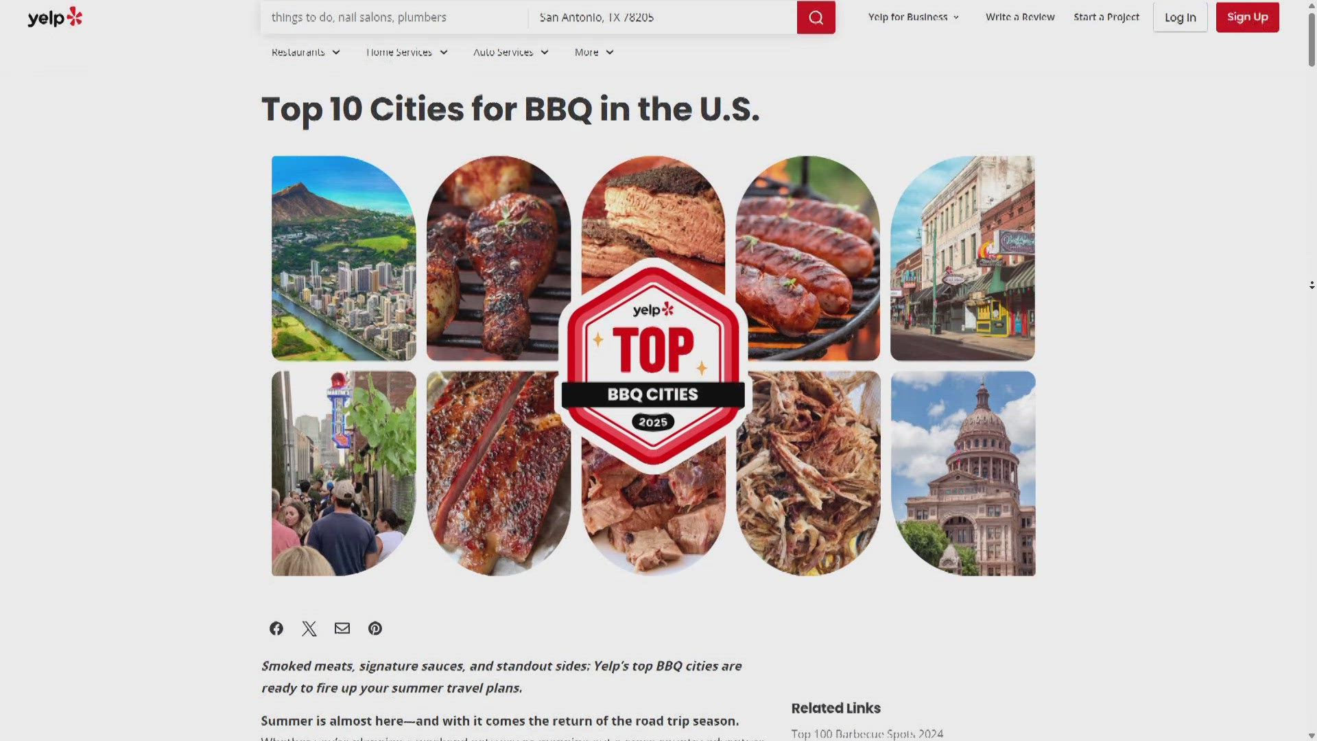 According to Yelp data, Austin is the top city for barbecue in the country.