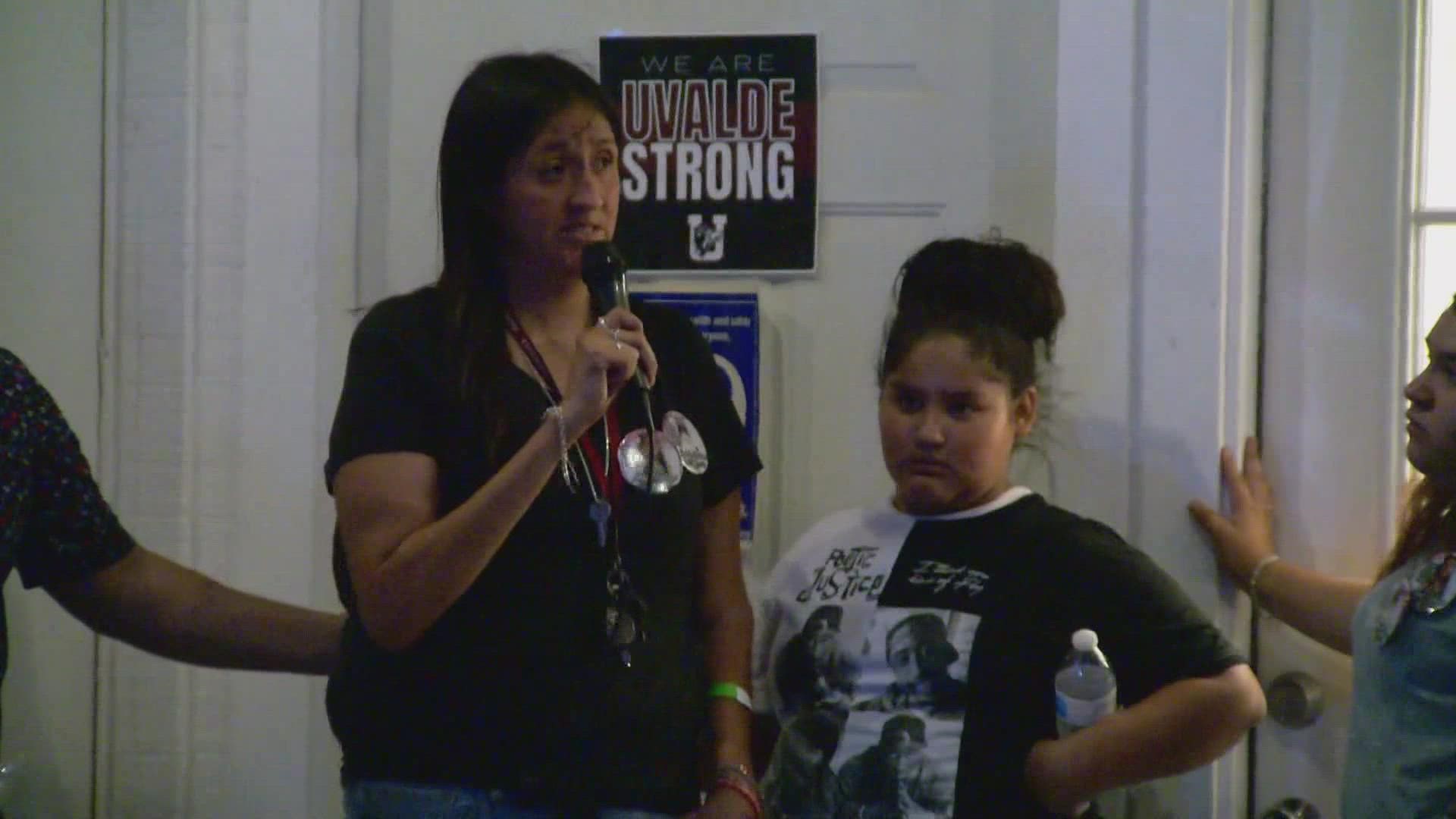 Annabell Rodriguez thanked the community for their support. The vigil was hosted by a pediatrician who had cared for several of the children who were killed.