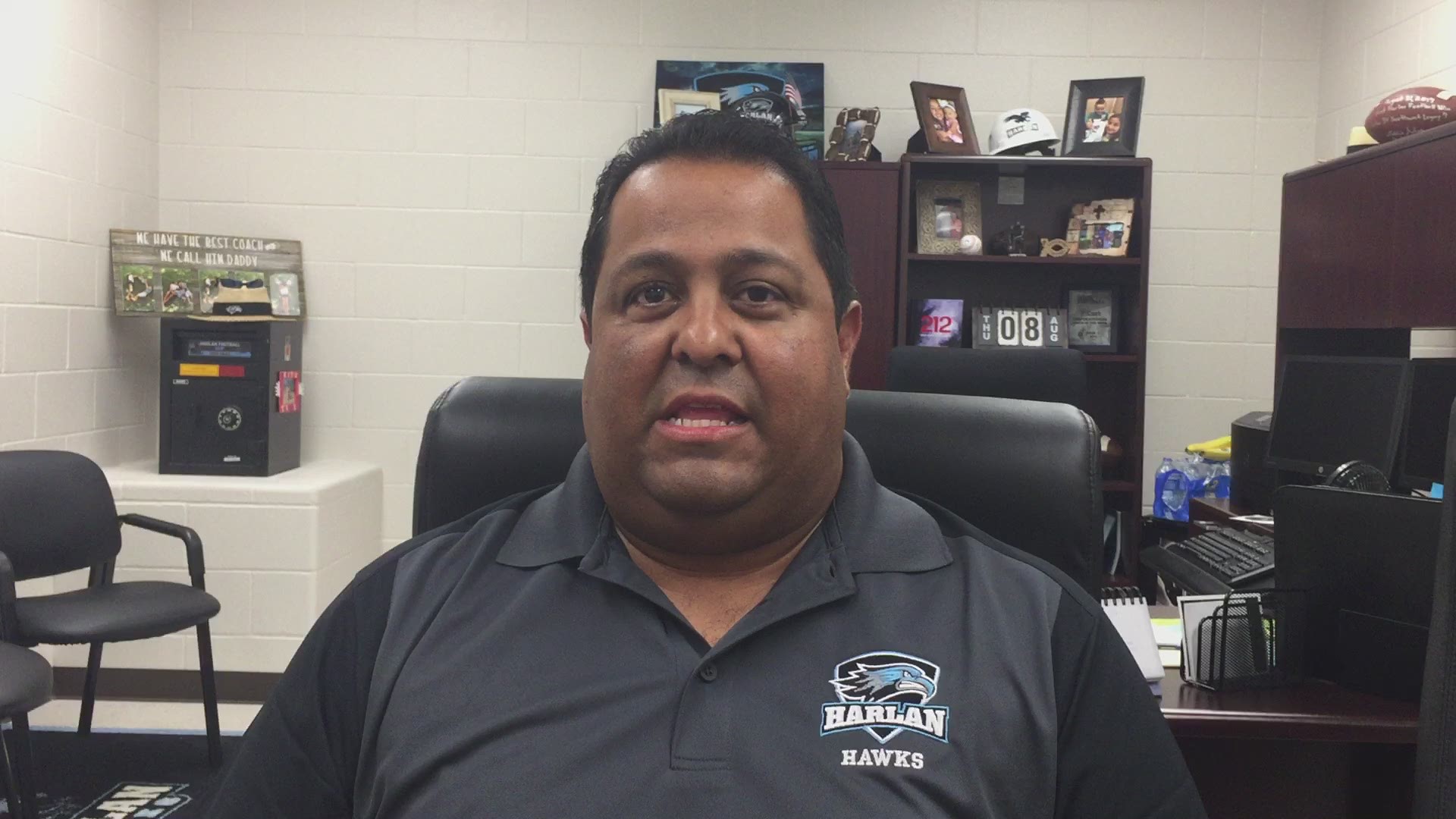 Harlan coach Eddie Salas on the Hawks