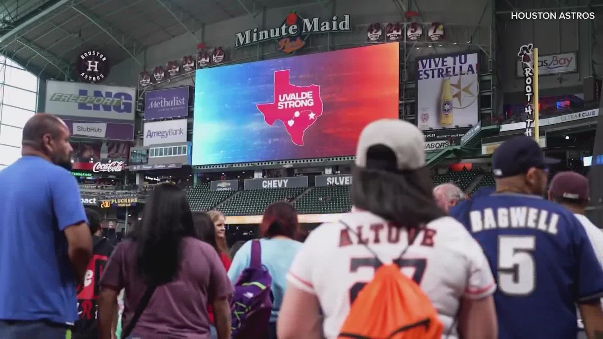 The Astros welcomed ten busses full of Uvalde residents, along with thousands of others from the southwest Texas town.