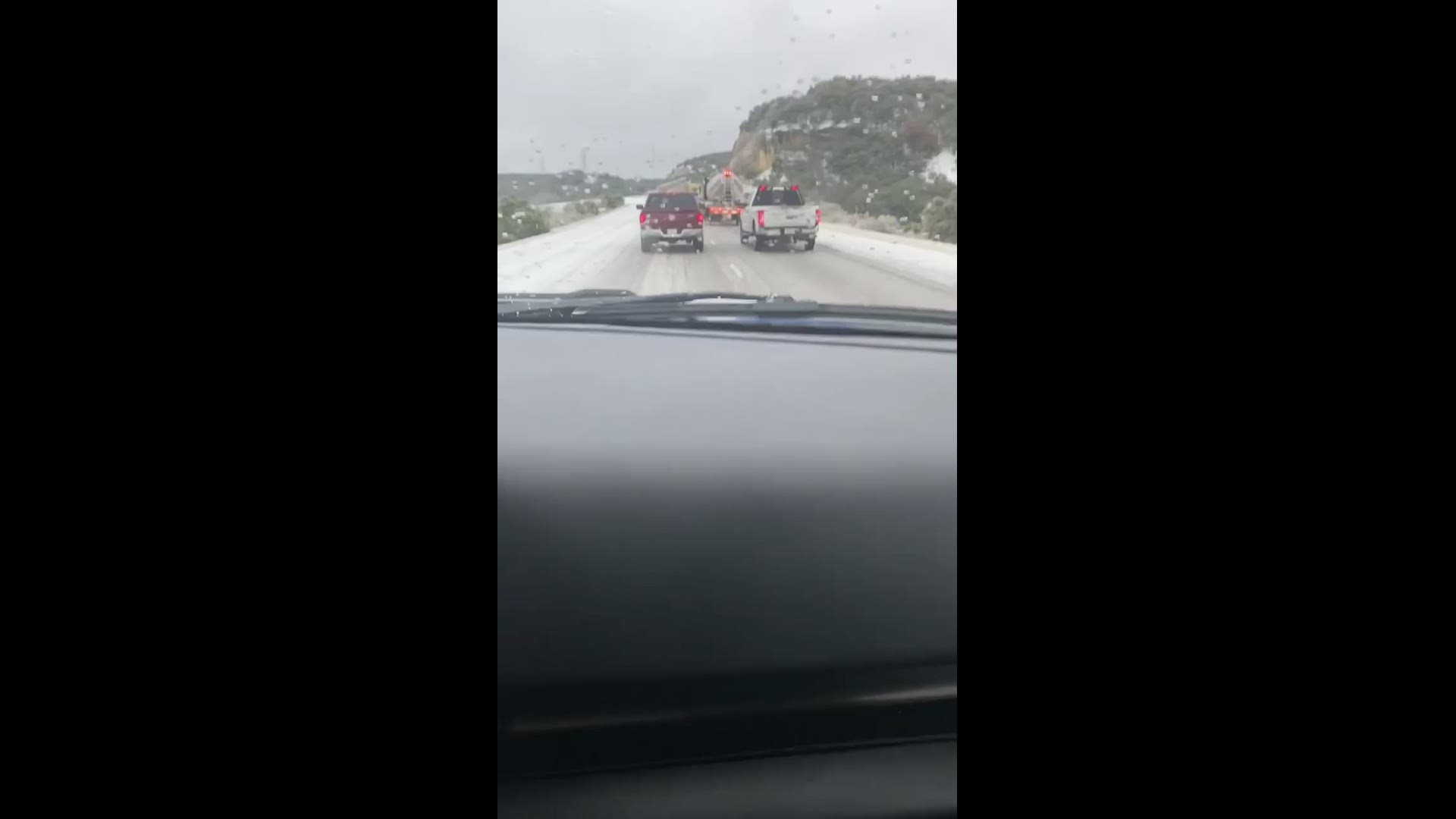 Several drivers have reported on social media that they are stuck on a stretch of I-10 between Kerrville and Junction. Video credit: Claudia Salazar