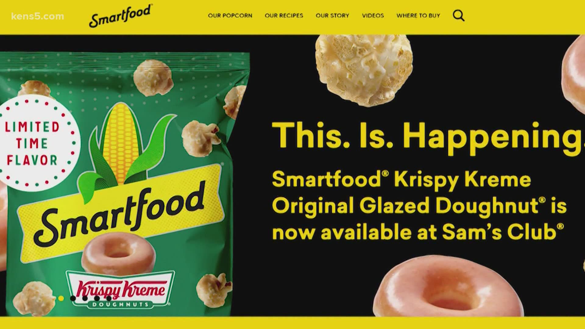 Smartfood is teaming up with Krispy Kreme to create popcorn flavored like its glazed doughnuts.