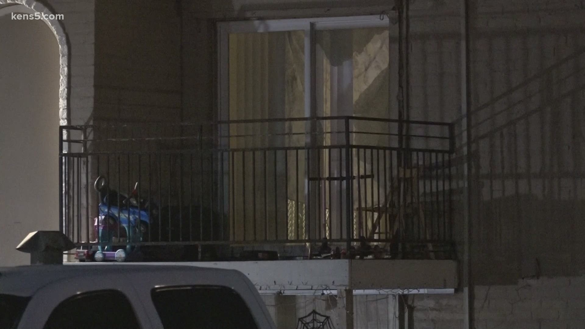 The San Antonio Police Department is searching for a man accused of shooting another man through the sliding glass door of an apartment.