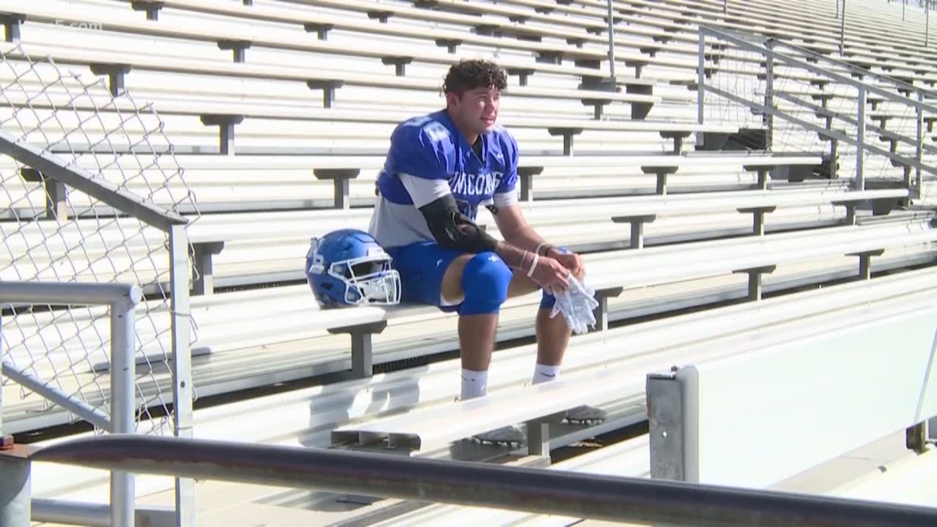 A senior with the New Braunfels Unicorns had trouble opening up when he first moved from Midland, but he's embraced his extended family on the football team.