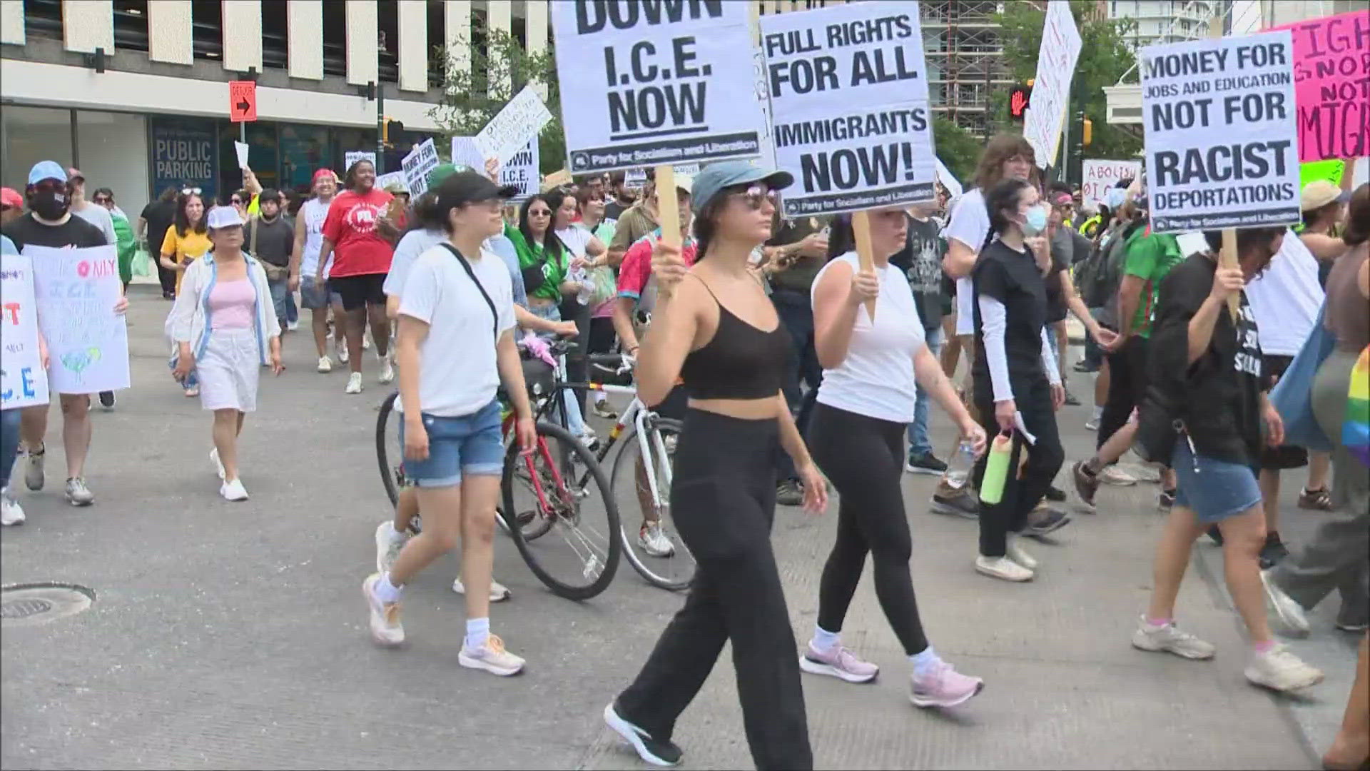 A bill aiming to restrict protests on Texas college campuses is sitting on the governor's desk tonight. 