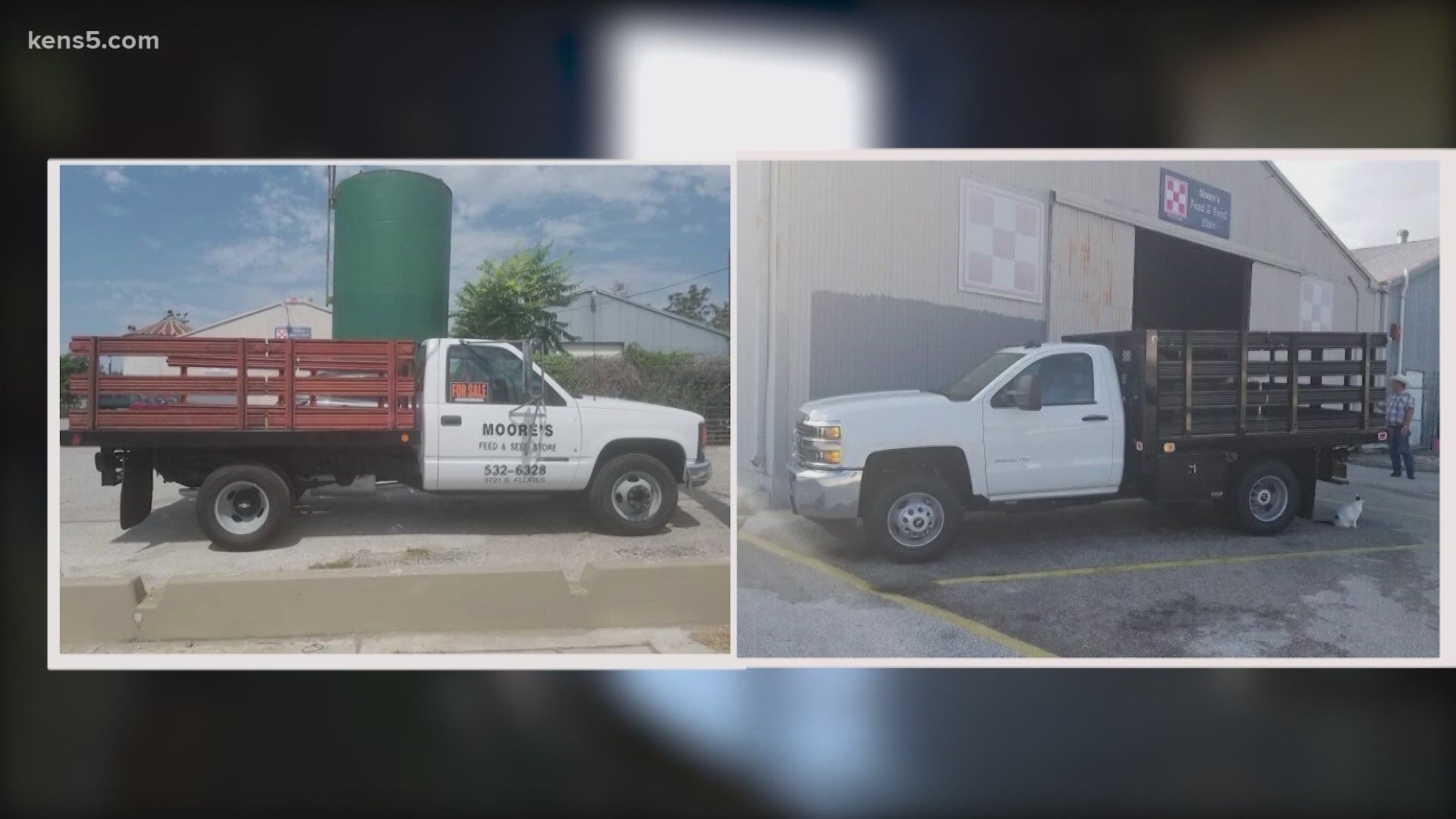 Surveillance video from across the street shows the burglars driving off, and the family believes the thieves came in a white Ford pickup.