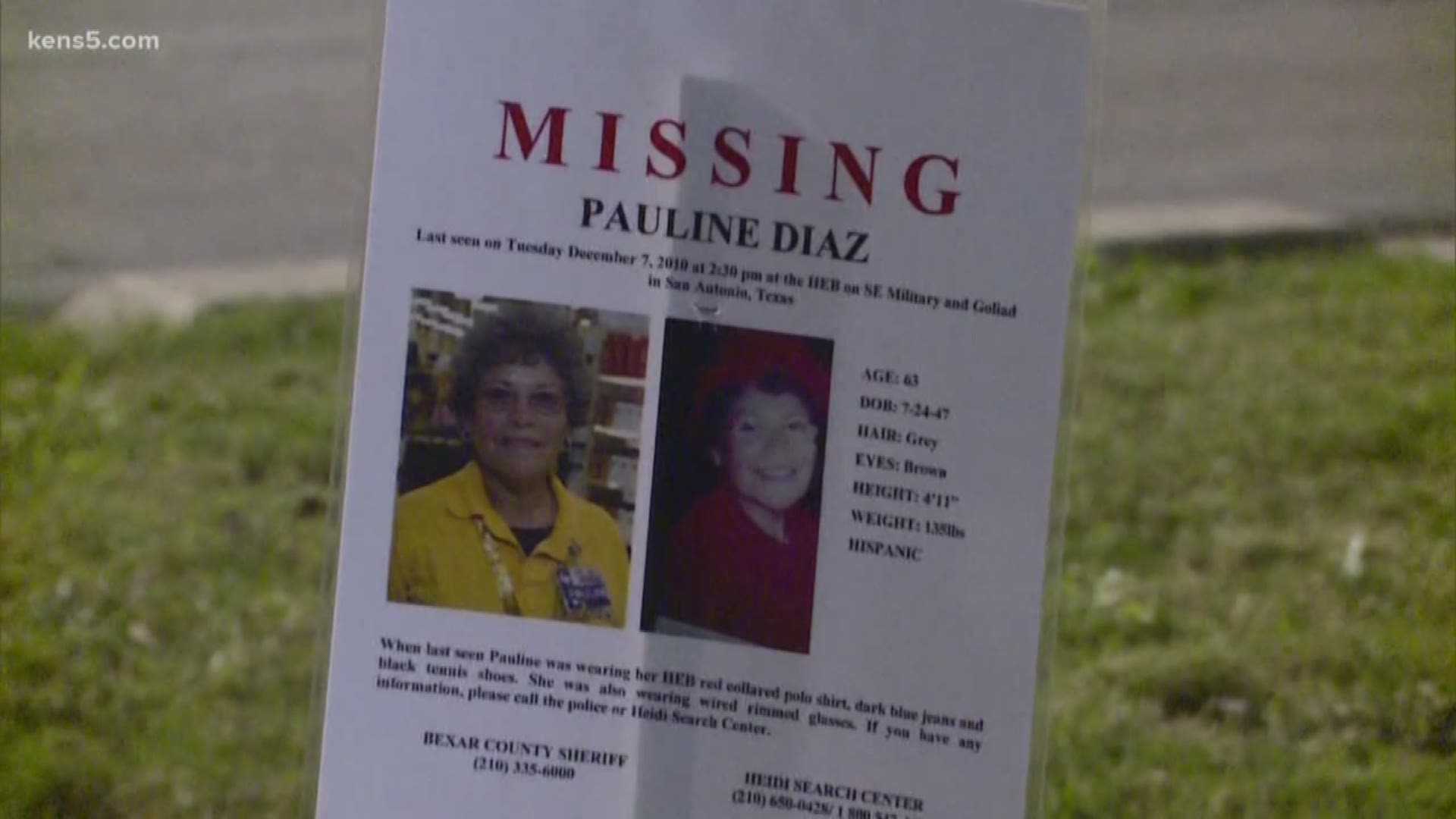 The Wilson County sheriff is making bold comments that have reignited hope for a family searching for answers in the search for their missing loved one. Pauline Diaz disappeared in 2010 after she left work at an H-E-B in Bexar County. Eyewitness News repo