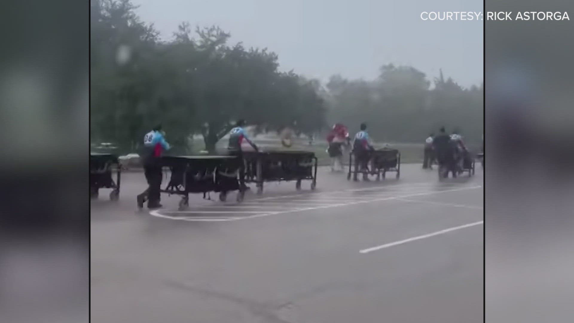 It started pouring on the high school musicians as they were performing in Waco over the weekend.