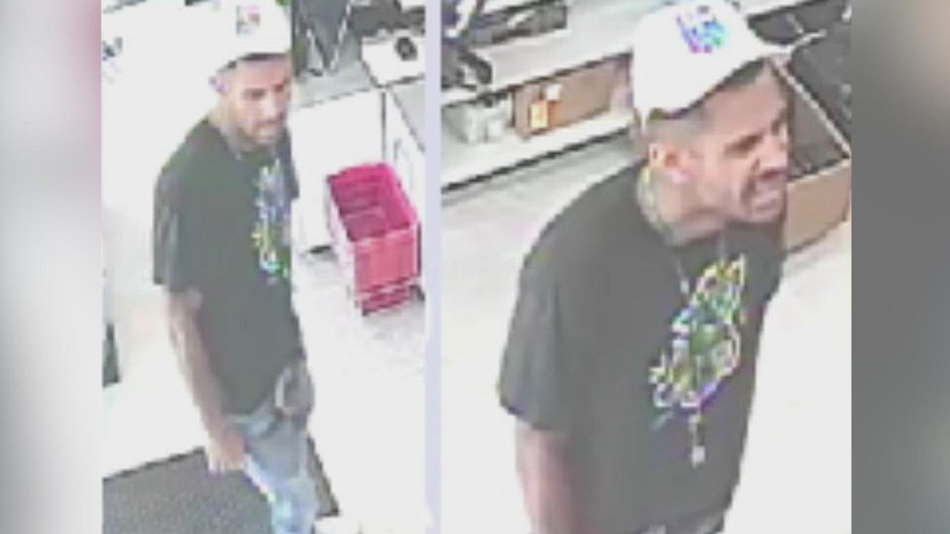 Police say the suspect walked into a computer store and stole some merchandise.