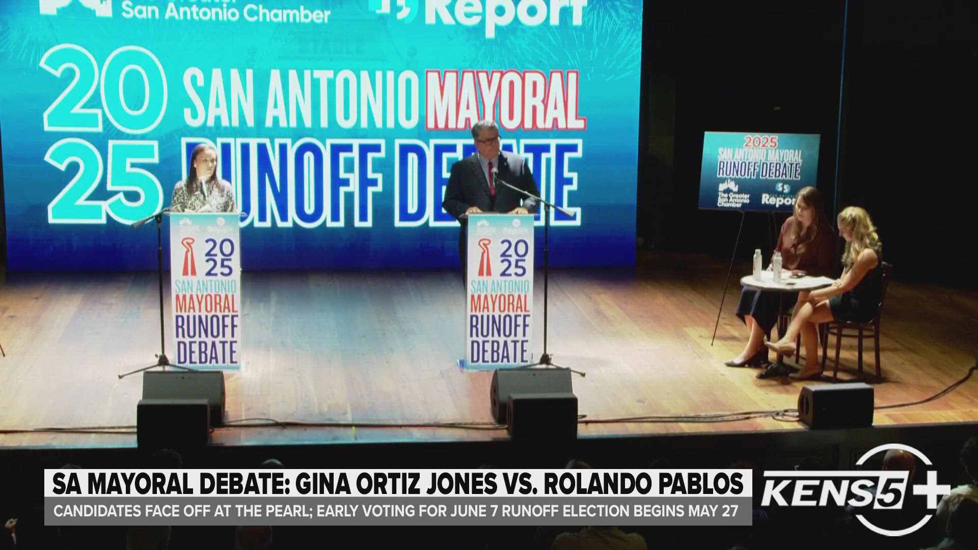 Gina Ortiz Jones and Rolando Pablos debate at Stable Hall at The Pearl just over a week before early voting begins.