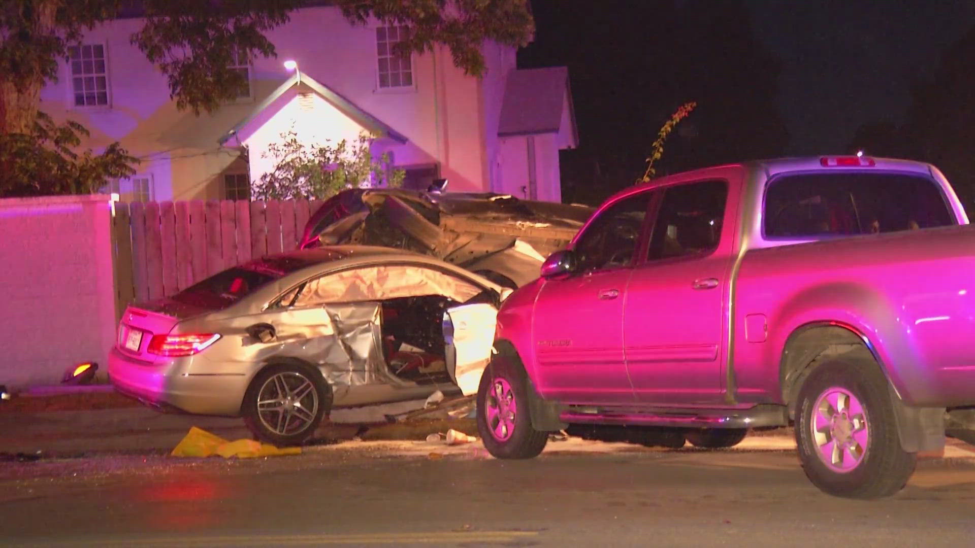 The crash happened just north of downtown early Wednesday morning.