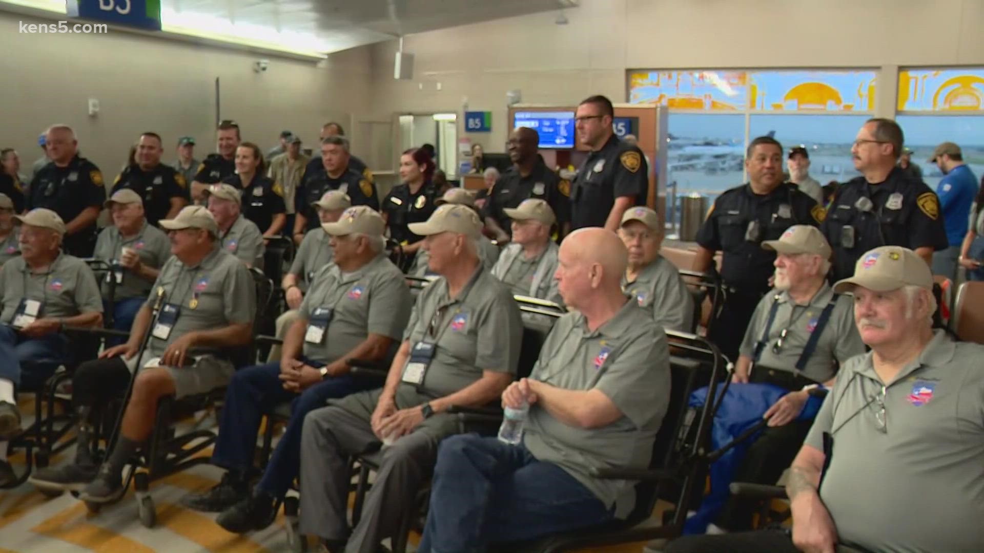 Several veterans are getting ready to board the Honor Flight in route to Washington D.C.